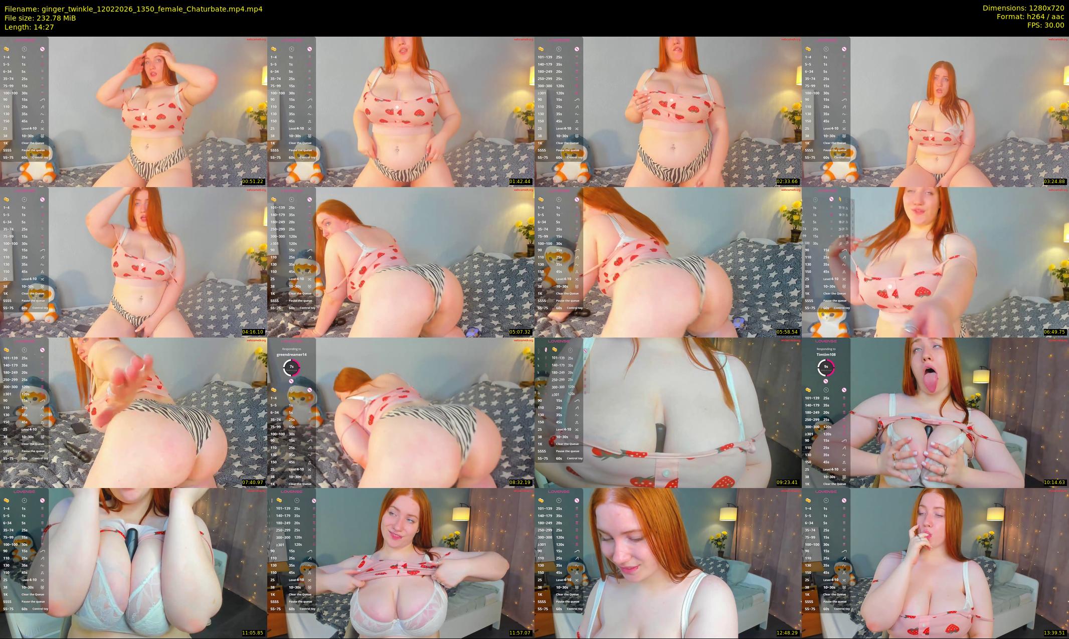 ginger_twinkle — 15 minute Chaturbate female cam show recording, 720p, Feb 12, 2026