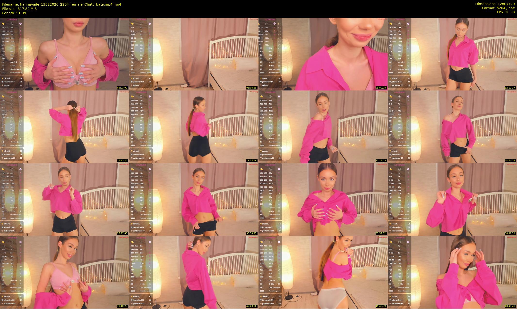hannavaile — 52 minute Chaturbate female cam show recording, 720p, Feb 13, 2026