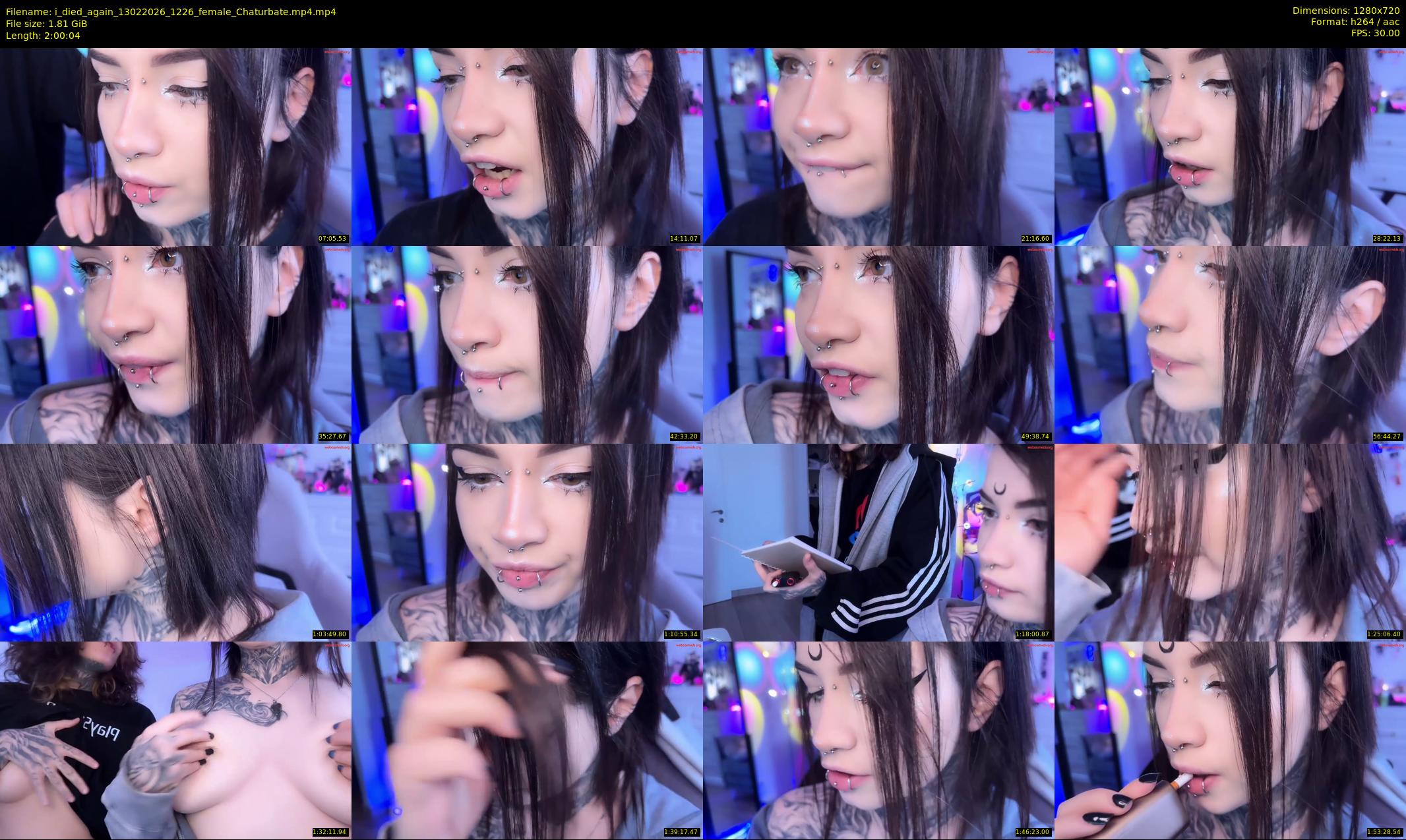 i_died_again — 121 minute Chaturbate female cam show recording, 720p, Feb 13, 2026