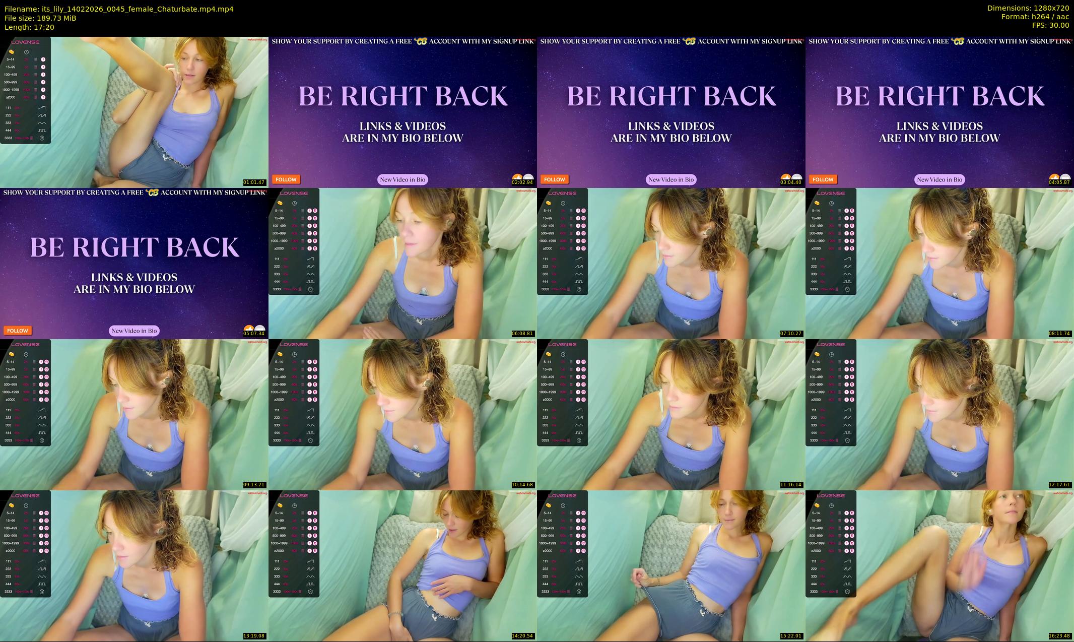 its_lily — 18 minute Chaturbate female cam show recording, 720p, Feb 14, 2026