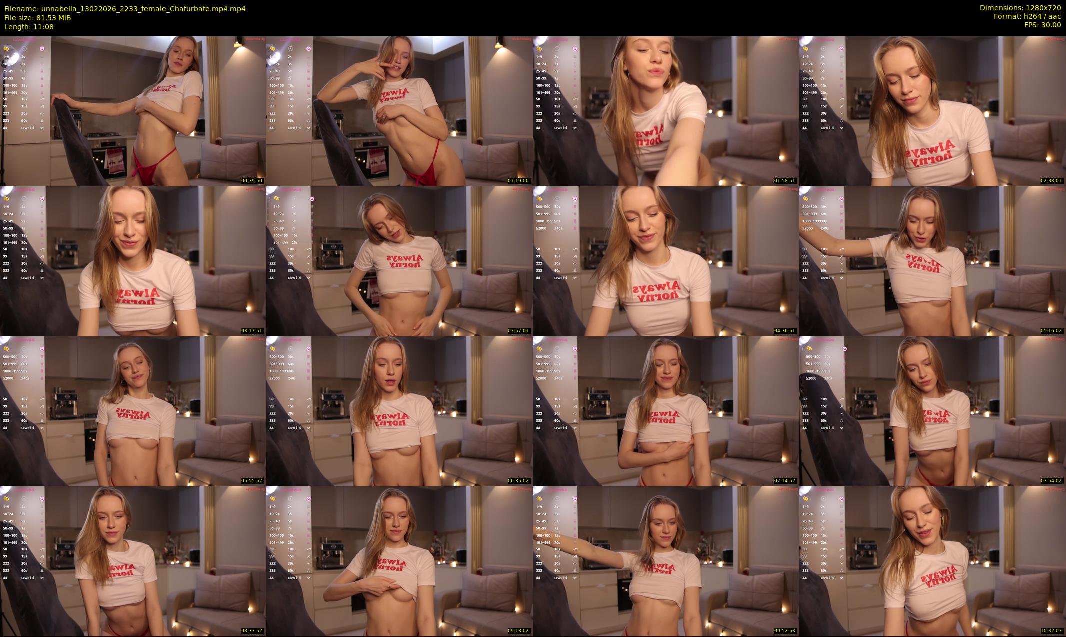 unnabella — 12 minute Chaturbate female cam show recording, 720p, Feb 13, 2026