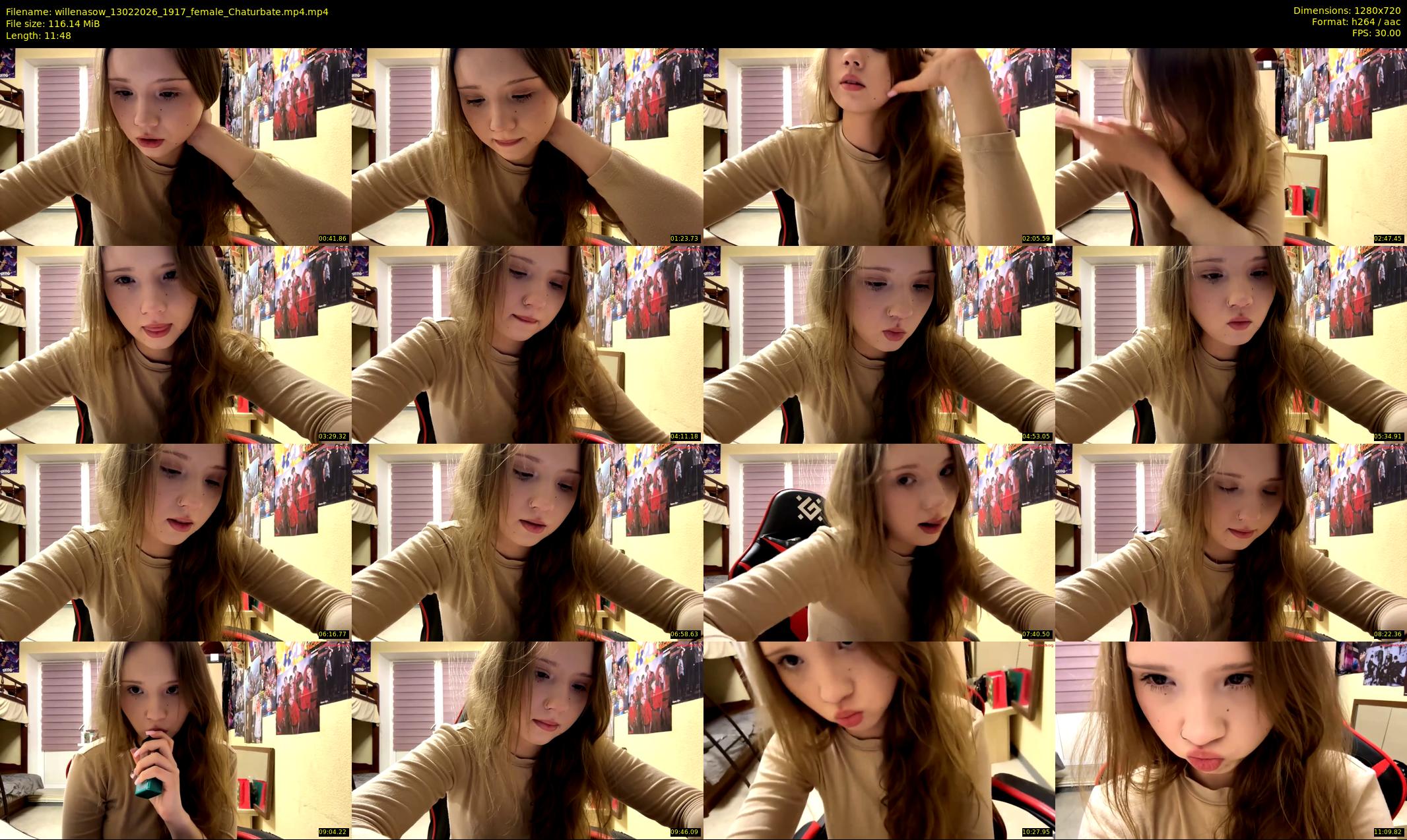 willenasow — 12 minute Chaturbate female cam show recording, 720p, Feb 13, 2026