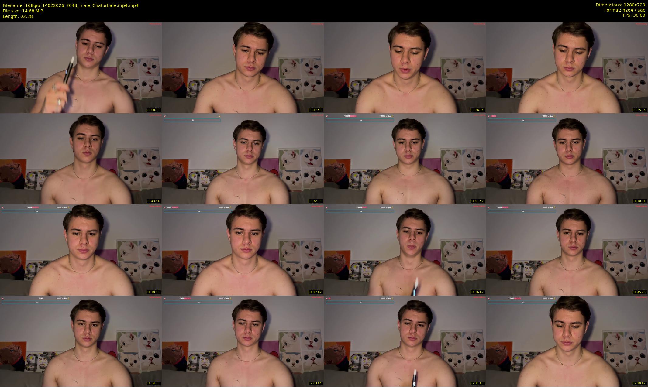 168gio — 3 minute Chaturbate male cam show recording, 720p, Feb 14, 2026