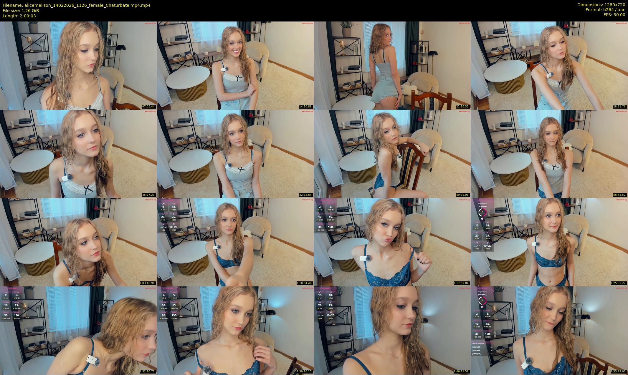 alicemelison — 121 minute Chaturbate female cam show recording, 720p, Feb 14, 2026