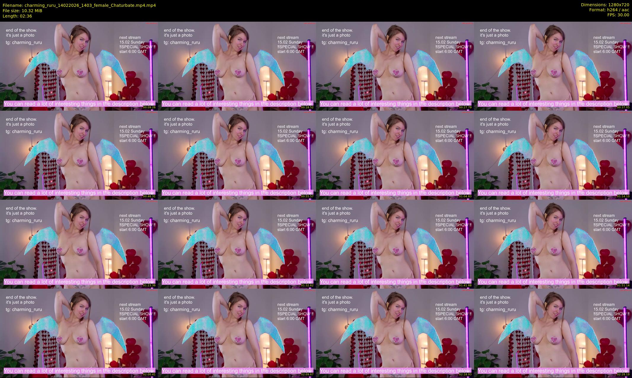 charming_ruru — 3 minute Chaturbate female cam show recording, 720p, Feb 14, 2026