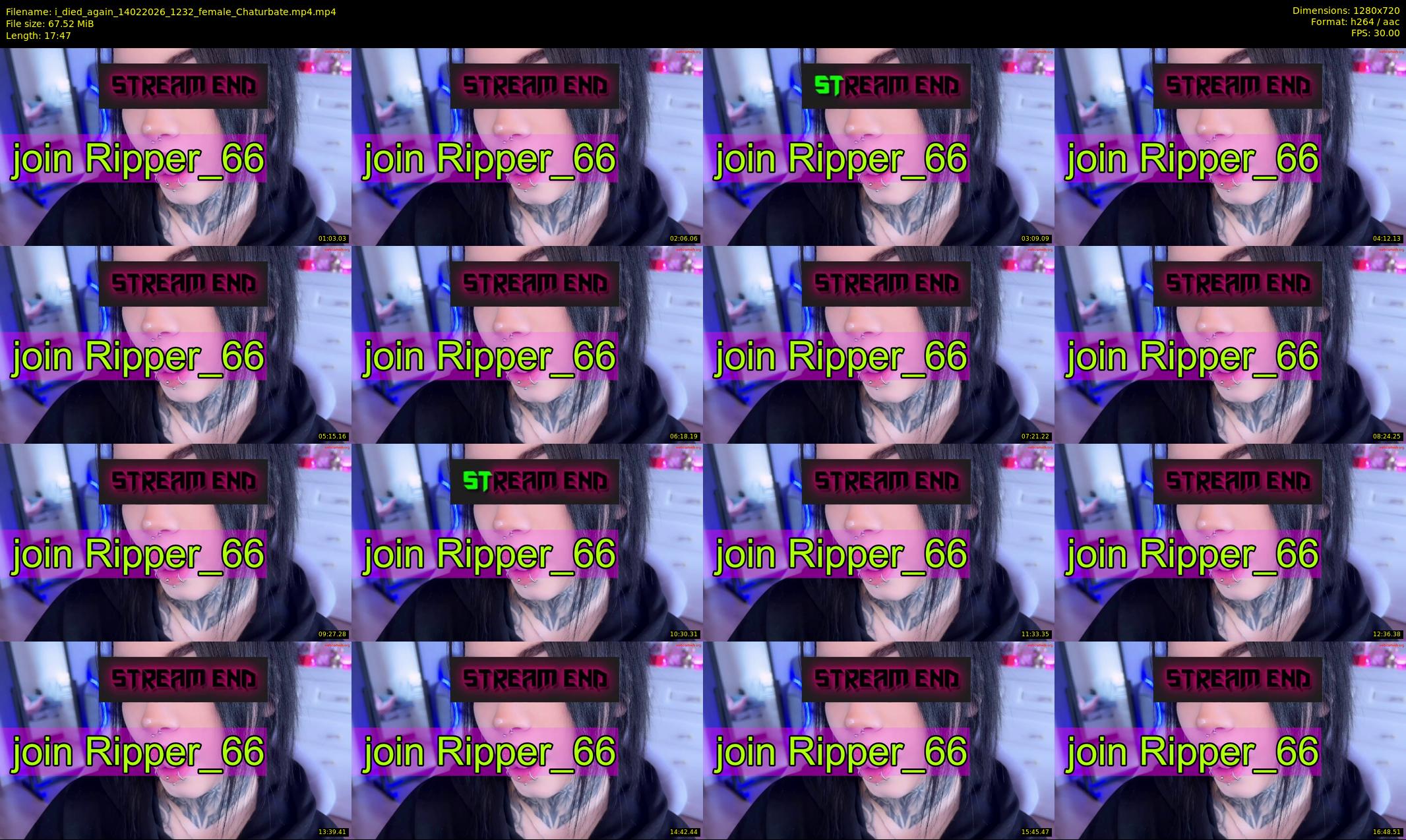 i_died_again — 18 minute Chaturbate female cam show recording, 720p, Feb 14, 2026
