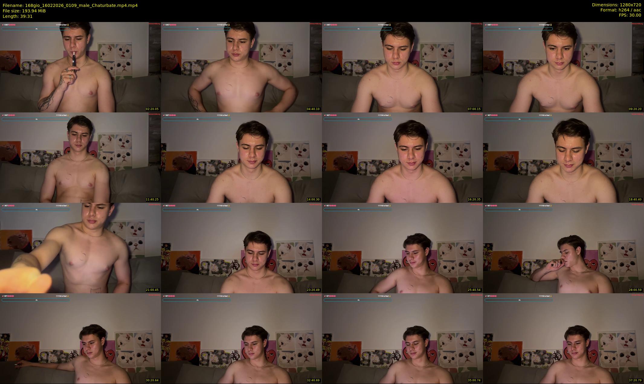 168gio — 40 minute Chaturbate male cam show recording, 720p, Feb 16, 2026