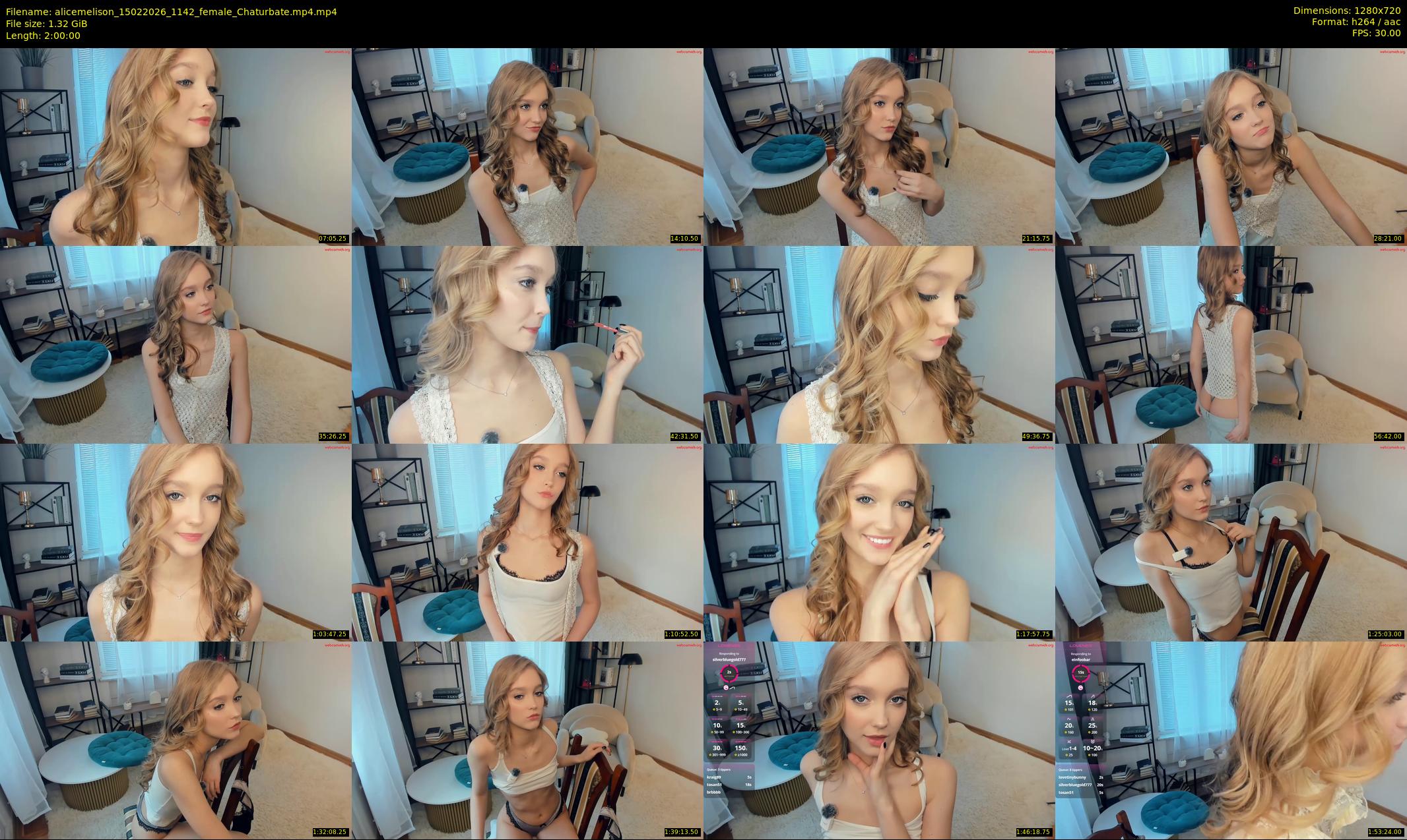 alicemelison — 120 minute Chaturbate female cam show recording, 720p, Feb 15, 2026