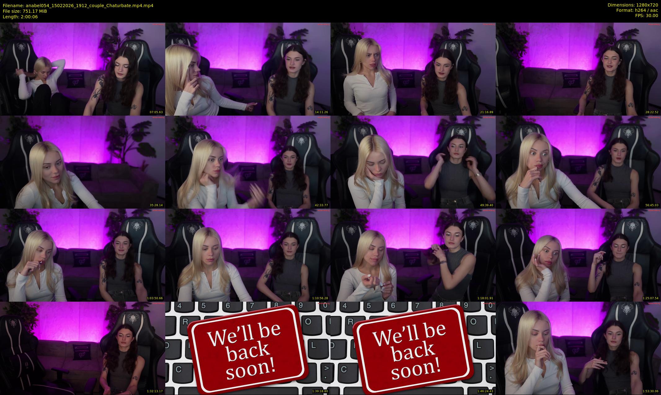 anabel054 — 121 minute Chaturbate female cam show recording, 720p, Feb 15, 2026