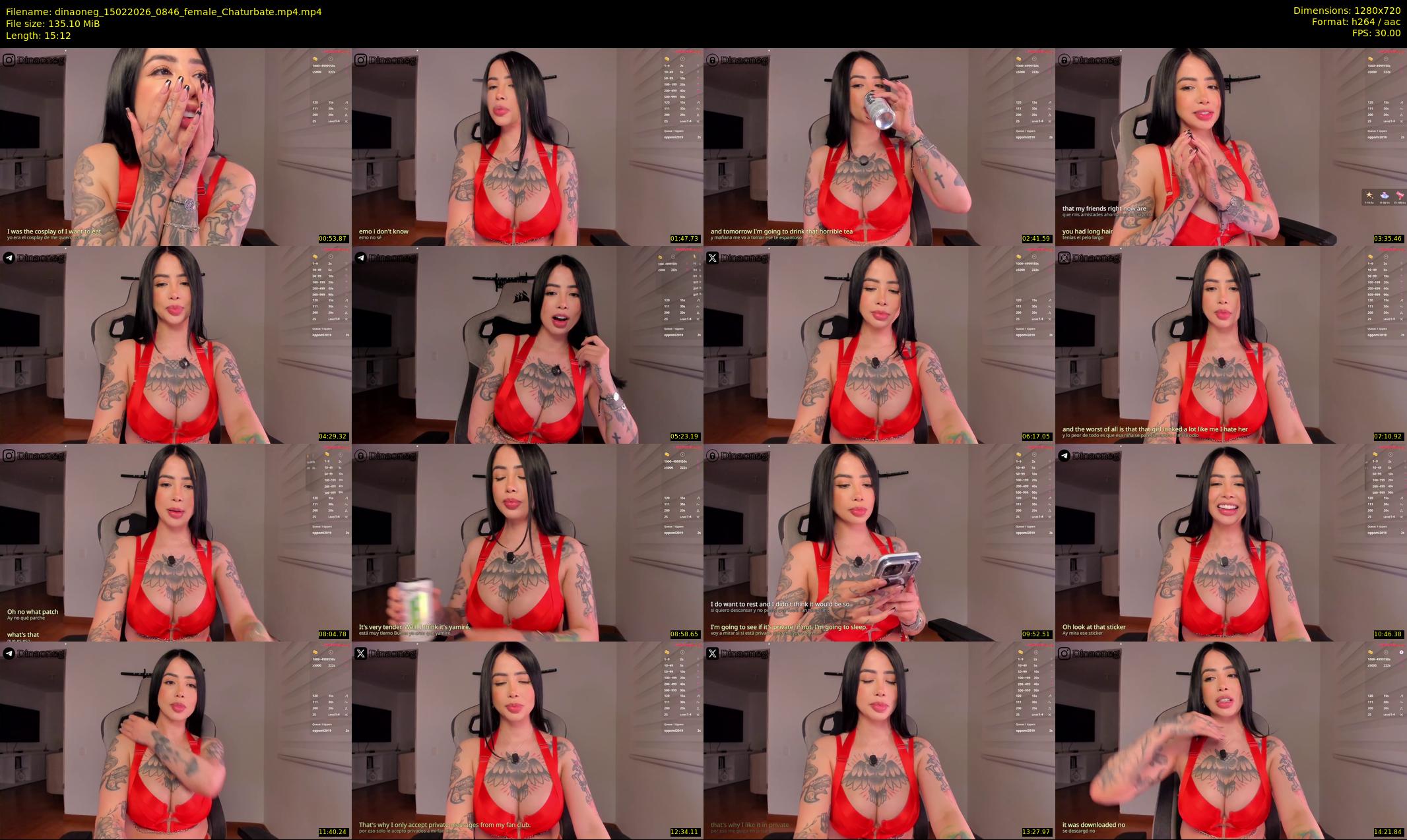 dinaoneg — 16 minute Chaturbate female cam show recording, 720p, Feb 15, 2026