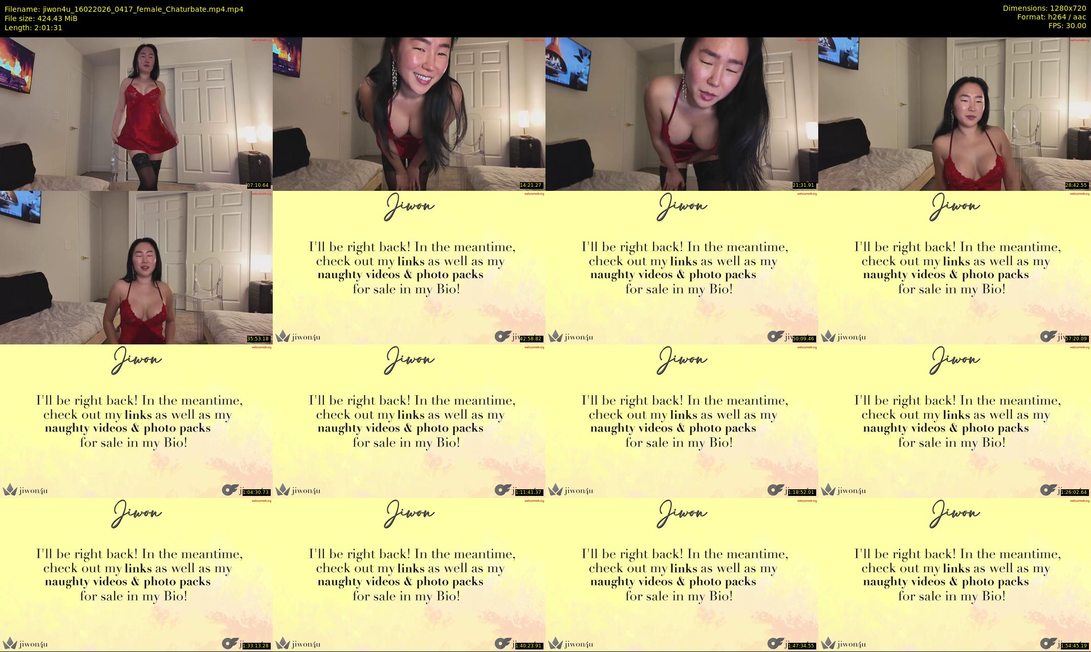 jiwon4u — 122 minute Chaturbate female cam show recording, 720p, Feb 16, 2026