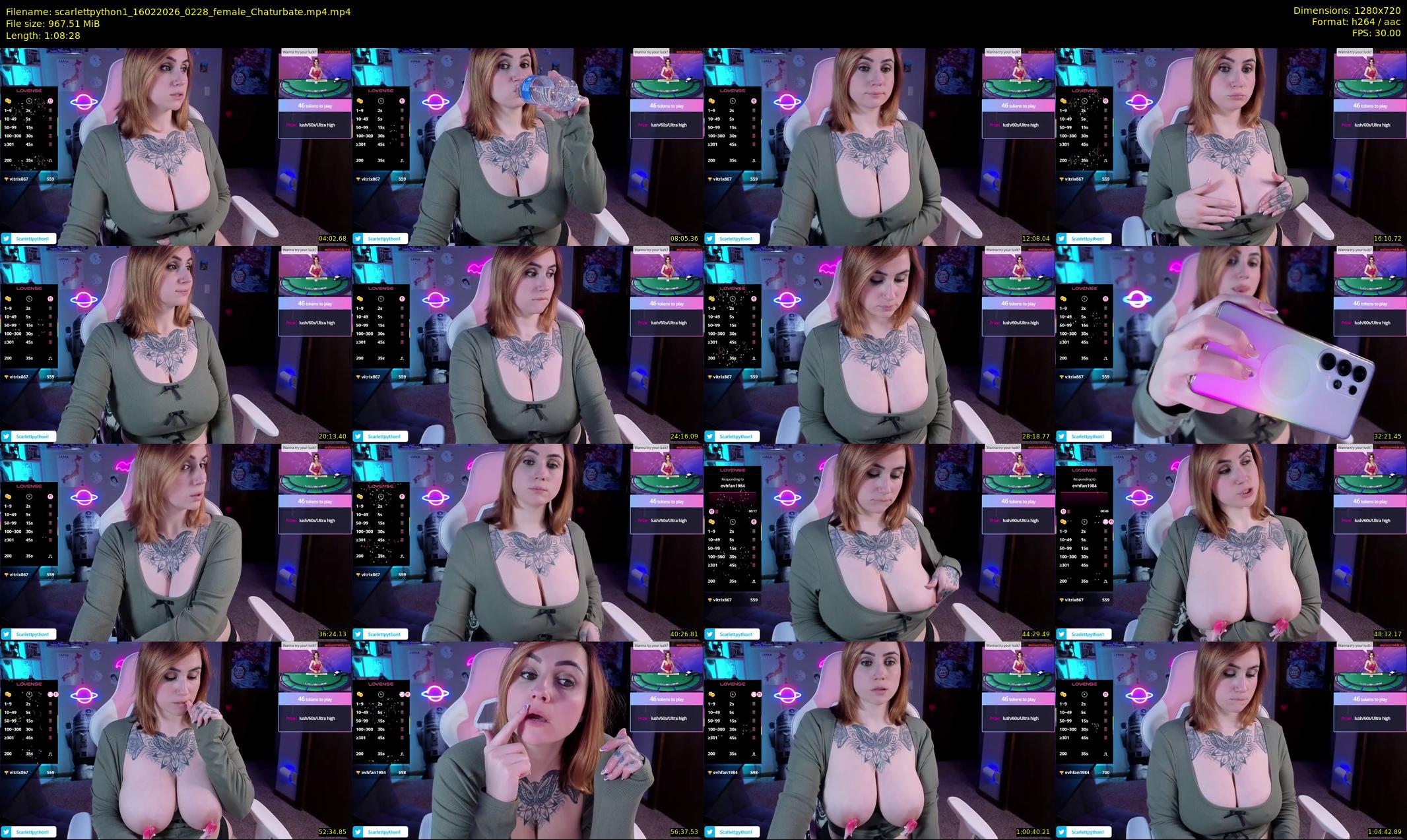 scarlettpython1 — 69 minute Chaturbate female cam show recording, 720p, Feb 16, 2026