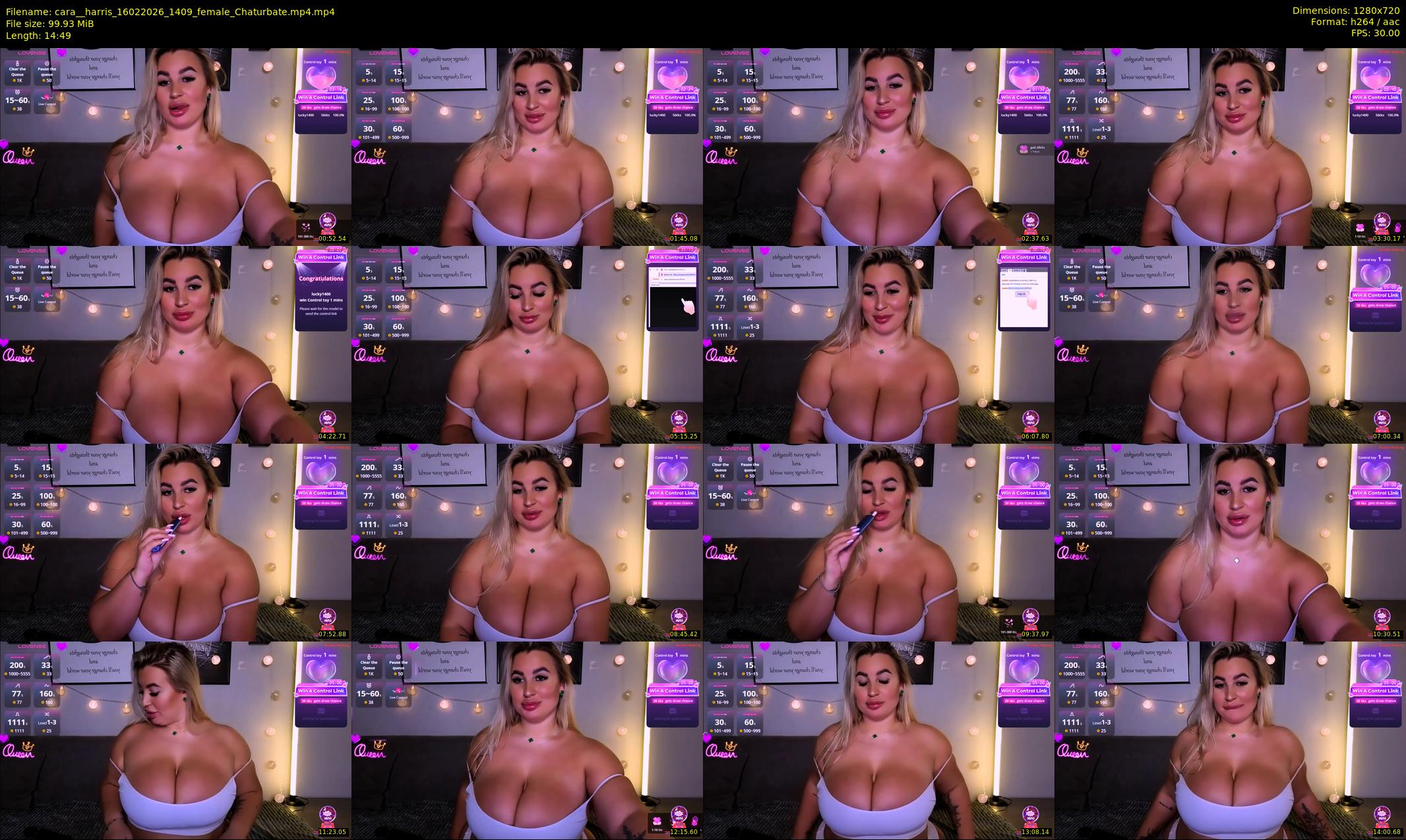 cara__harris — 15 minute Chaturbate female cam show recording, 720p, Feb 16, 2026