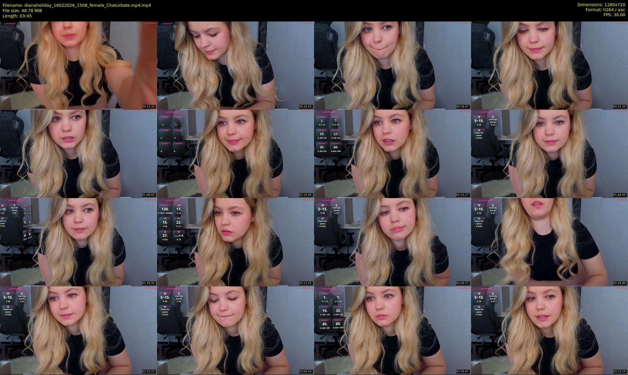 dianaholiday — 4 minute Chaturbate female cam show recording, 720p, Feb 16, 2026