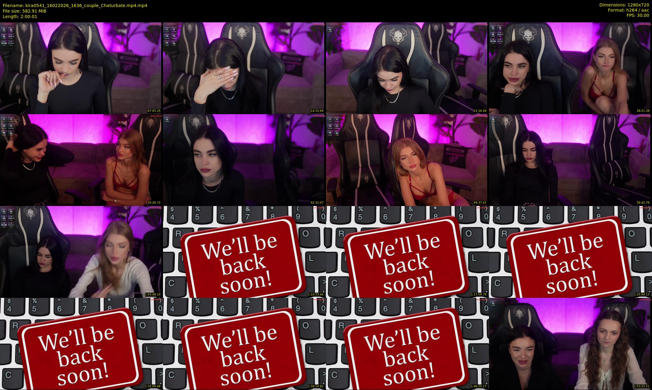 kira0541 — 121 minute Chaturbate couple cam show recording, 720p, Feb 16, 2026
