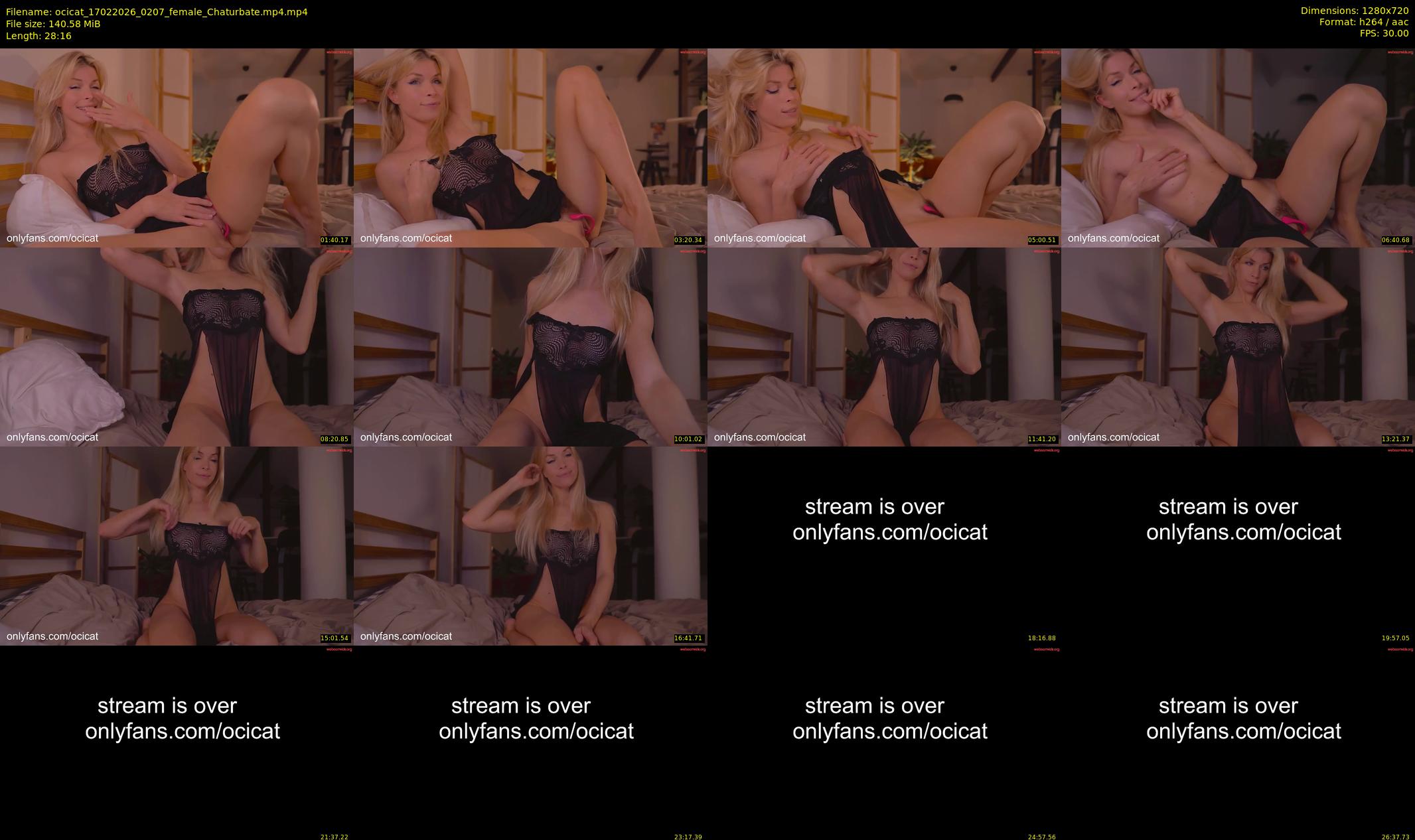 ocicat — 29 minute Chaturbate female cam show recording, 720p, Feb 17, 2026