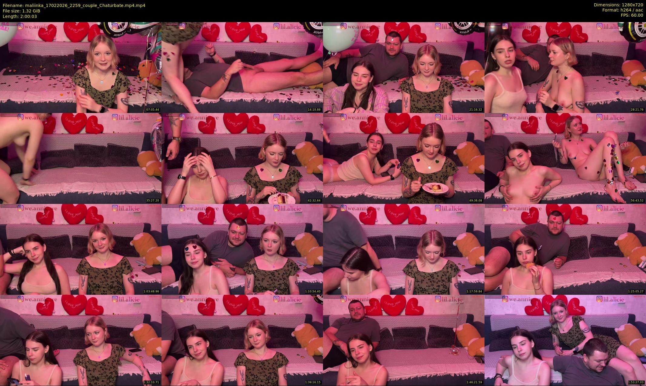 maliinka — 121 minute Chaturbate couple cam show recording, 720p, Feb 17, 2026