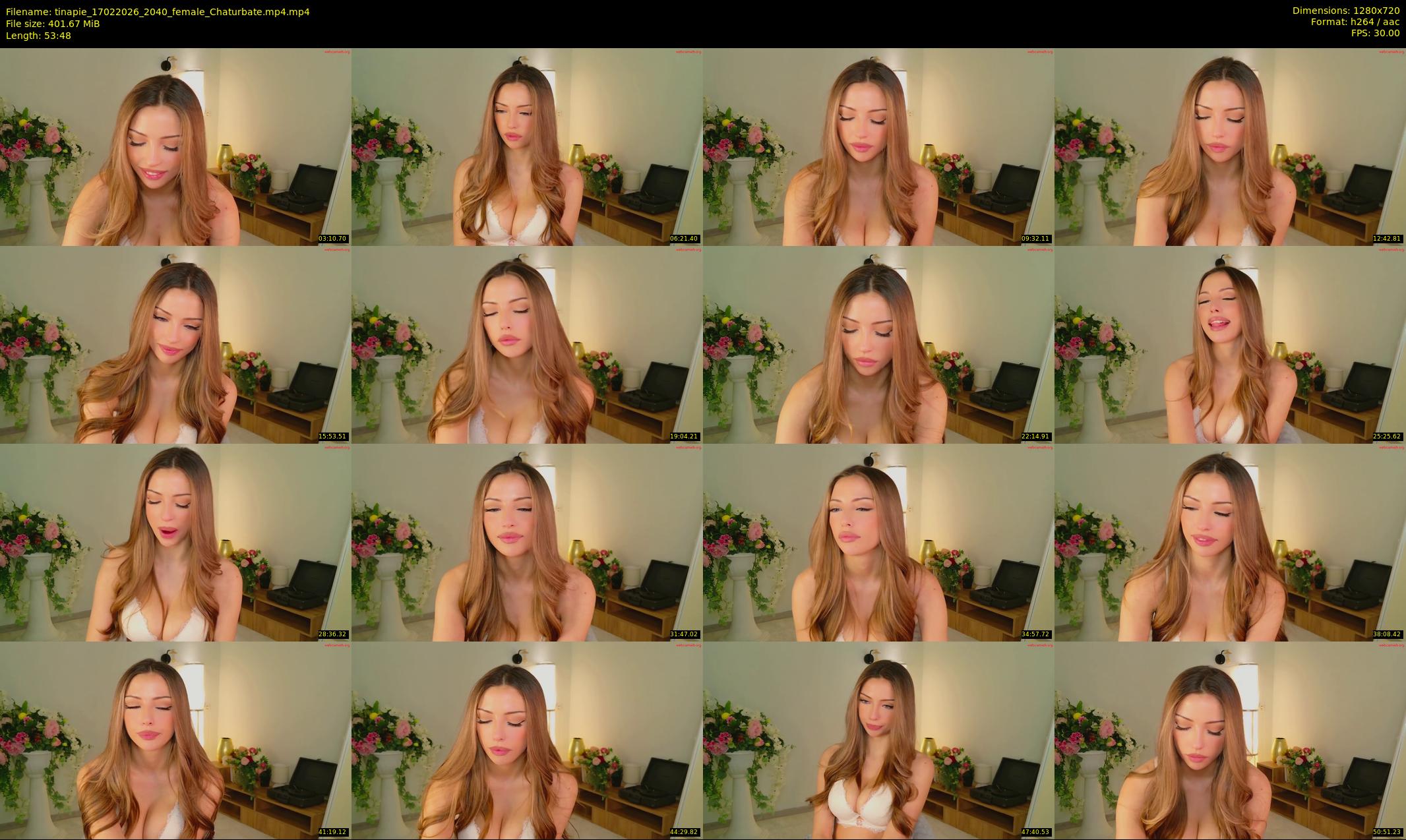 tinapie — 54 minute Chaturbate female cam show recording, 720p, Feb 17, 2026