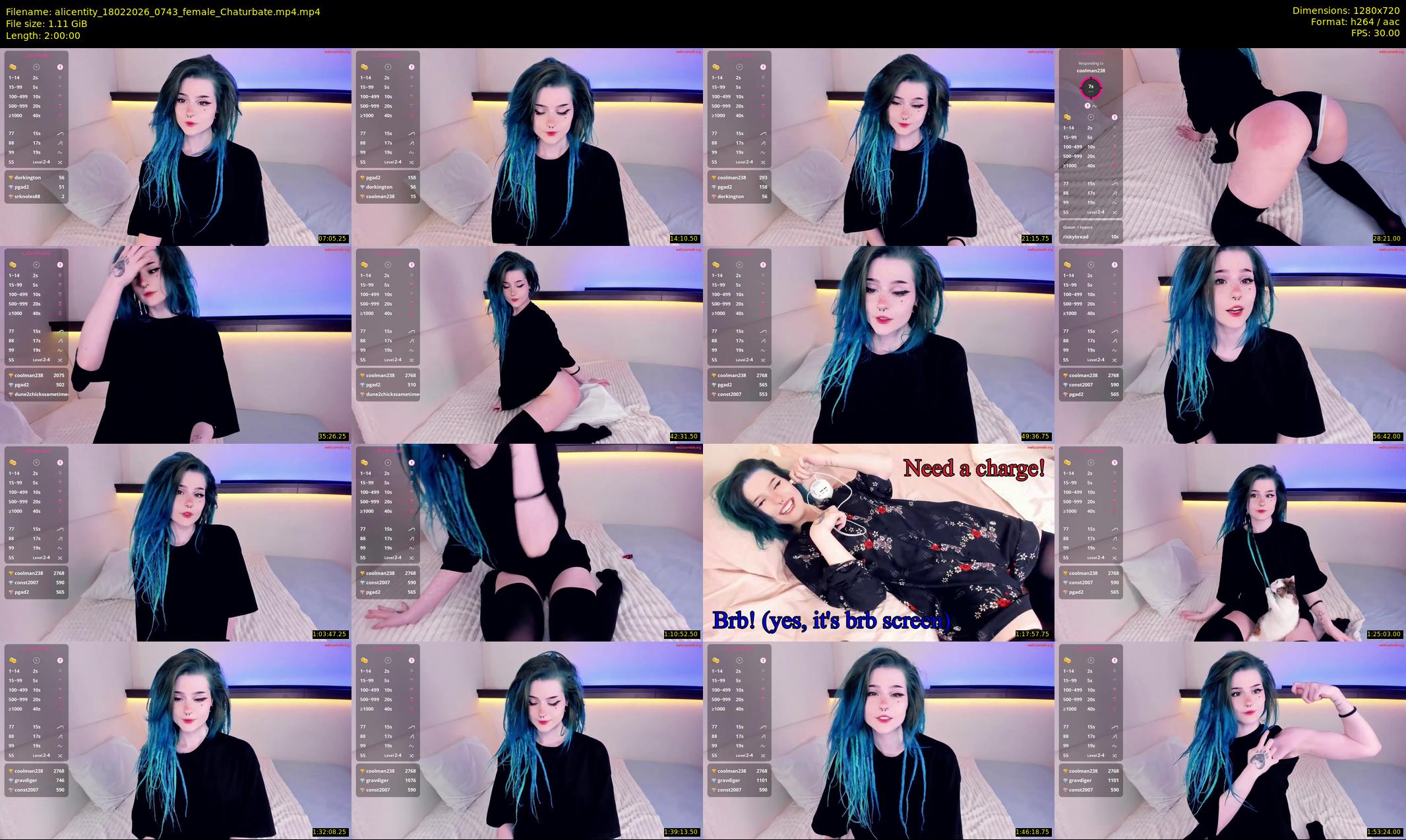 alicentity — 120 minute Chaturbate female cam show recording, 720p, Feb 18, 2026