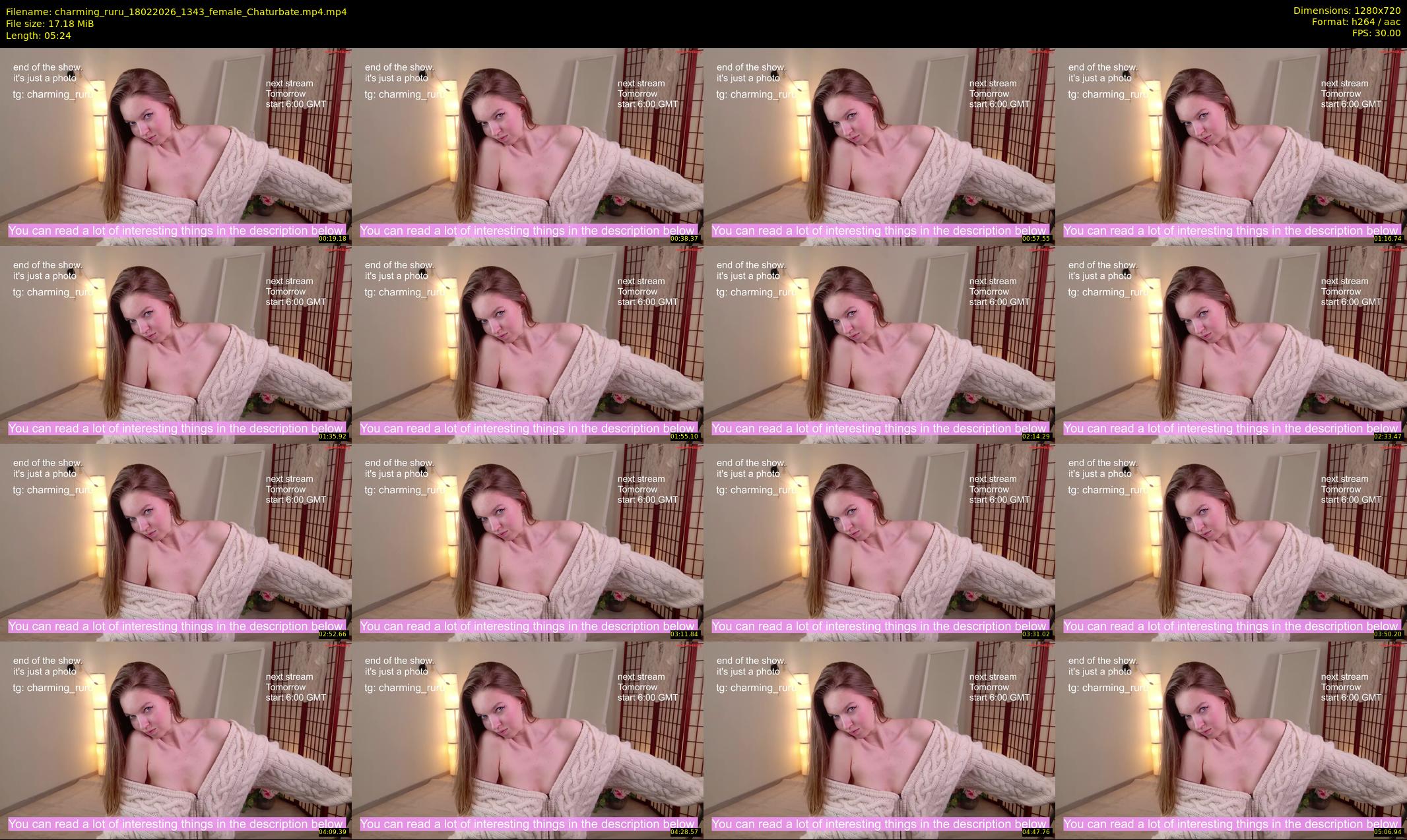 charming_ruru — 6 minute Chaturbate female cam show recording, 720p, Feb 18, 2026