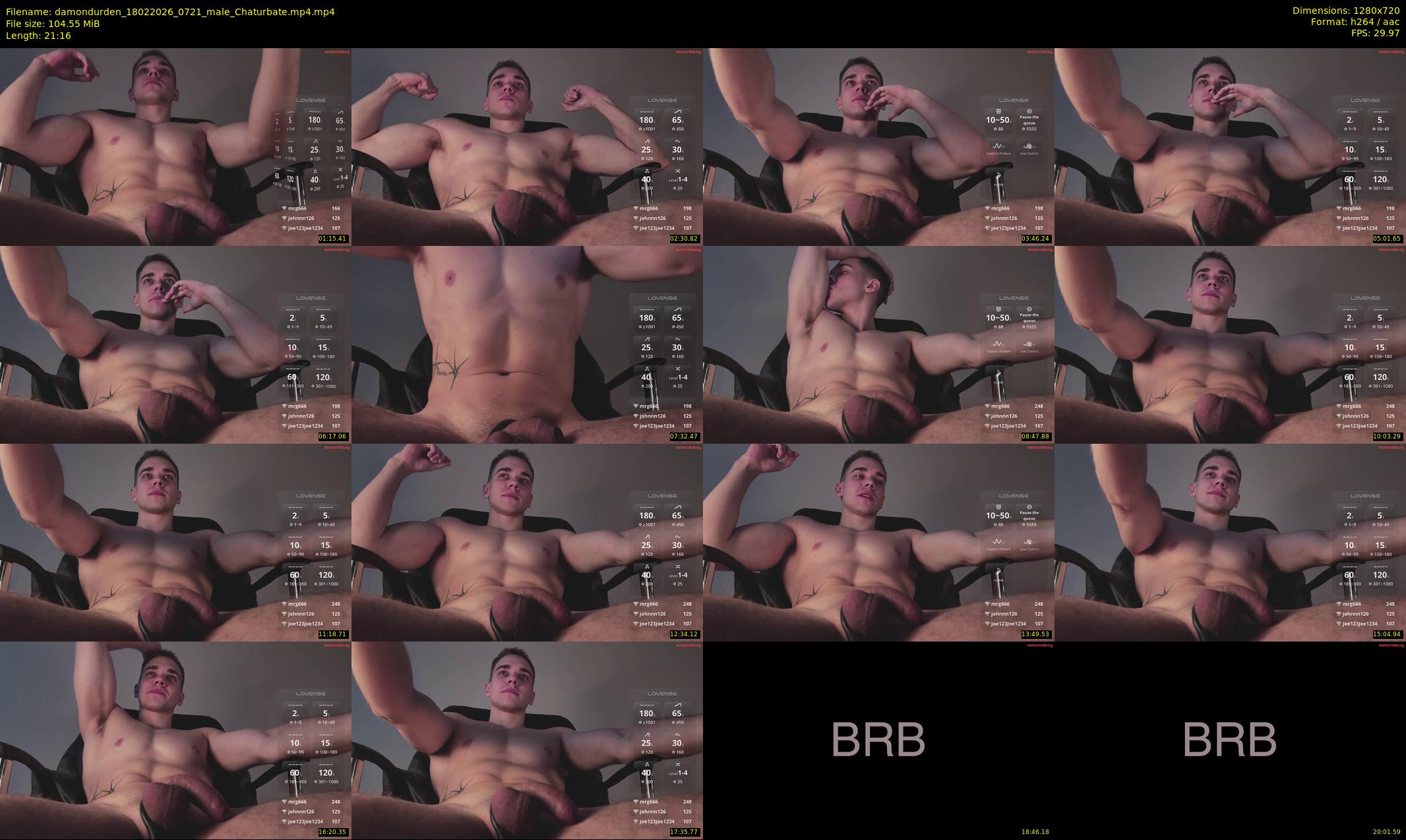 damondurden — 22 minute Chaturbate male cam show recording, 720p, Feb 18, 2026