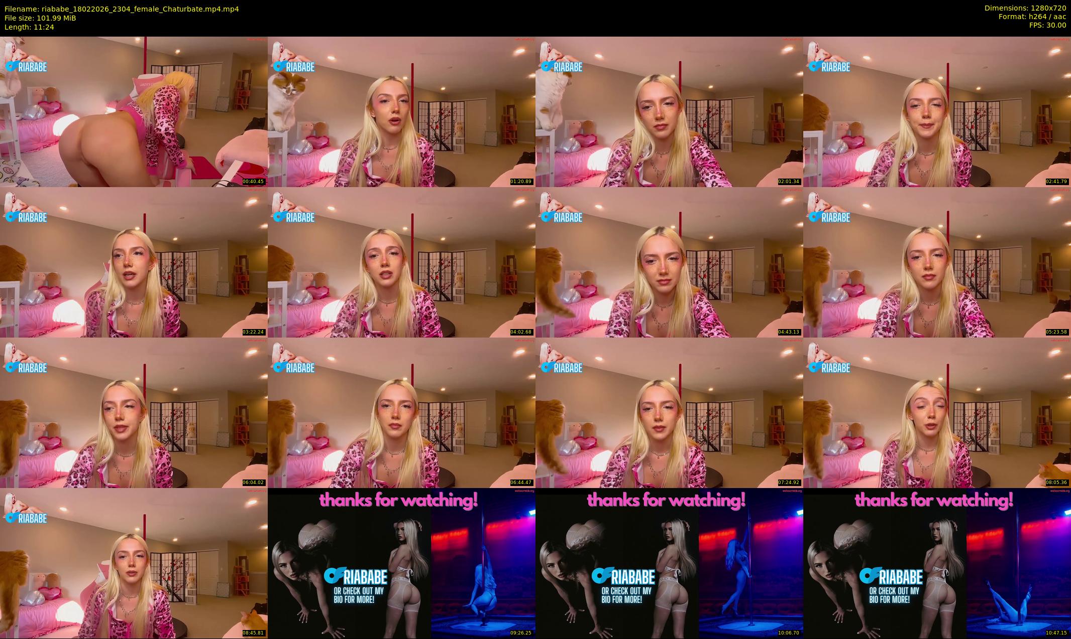 riababe — 12 minute Chaturbate female cam show recording, 720p, Feb 18, 2026