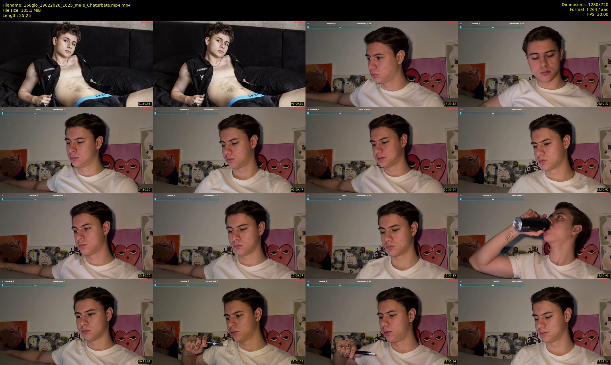 168gio — 26 minute Chaturbate male cam show recording, 720p, Feb 19, 2026