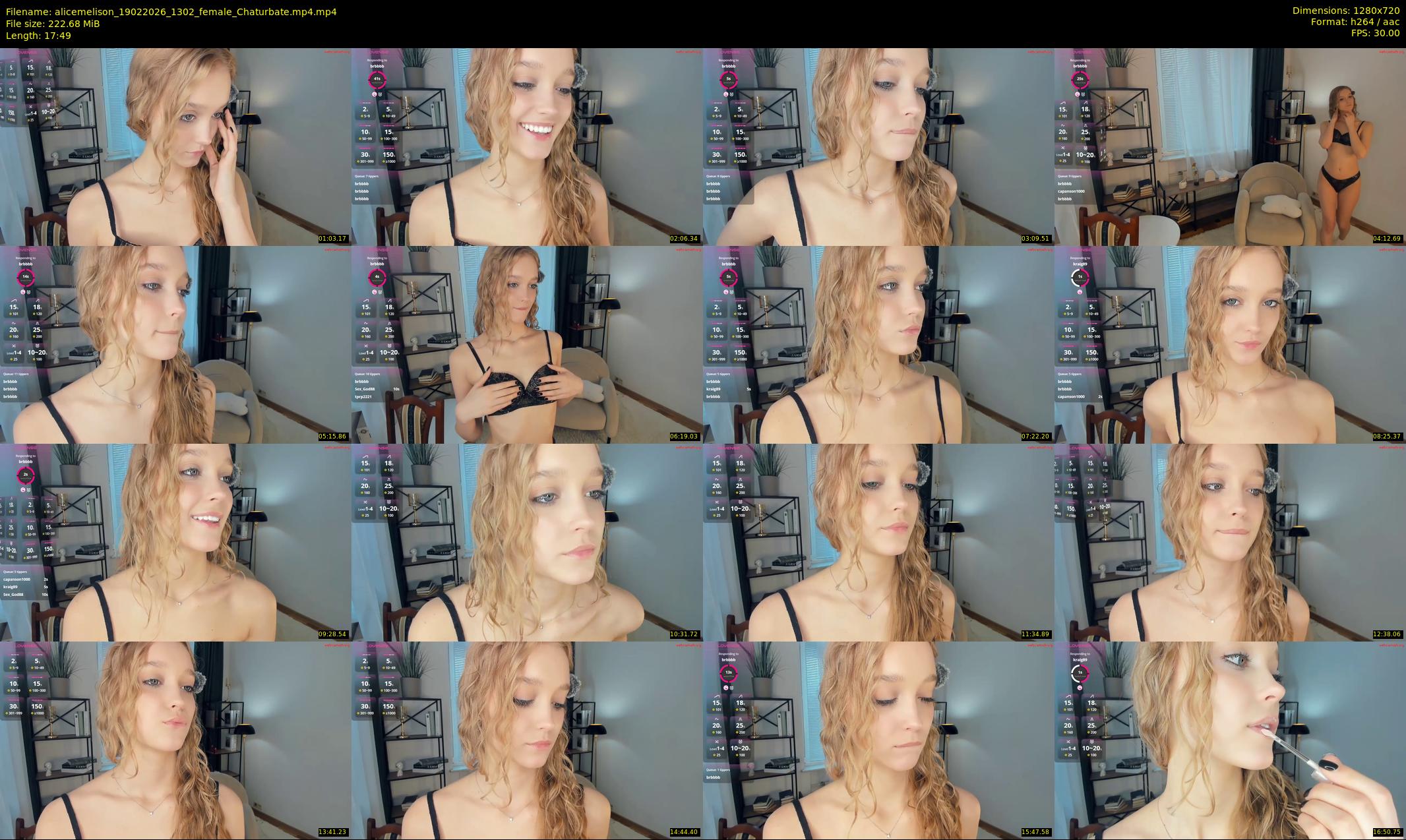alicemelison — 18 minute Chaturbate female cam show recording, 720p, Feb 19, 2026