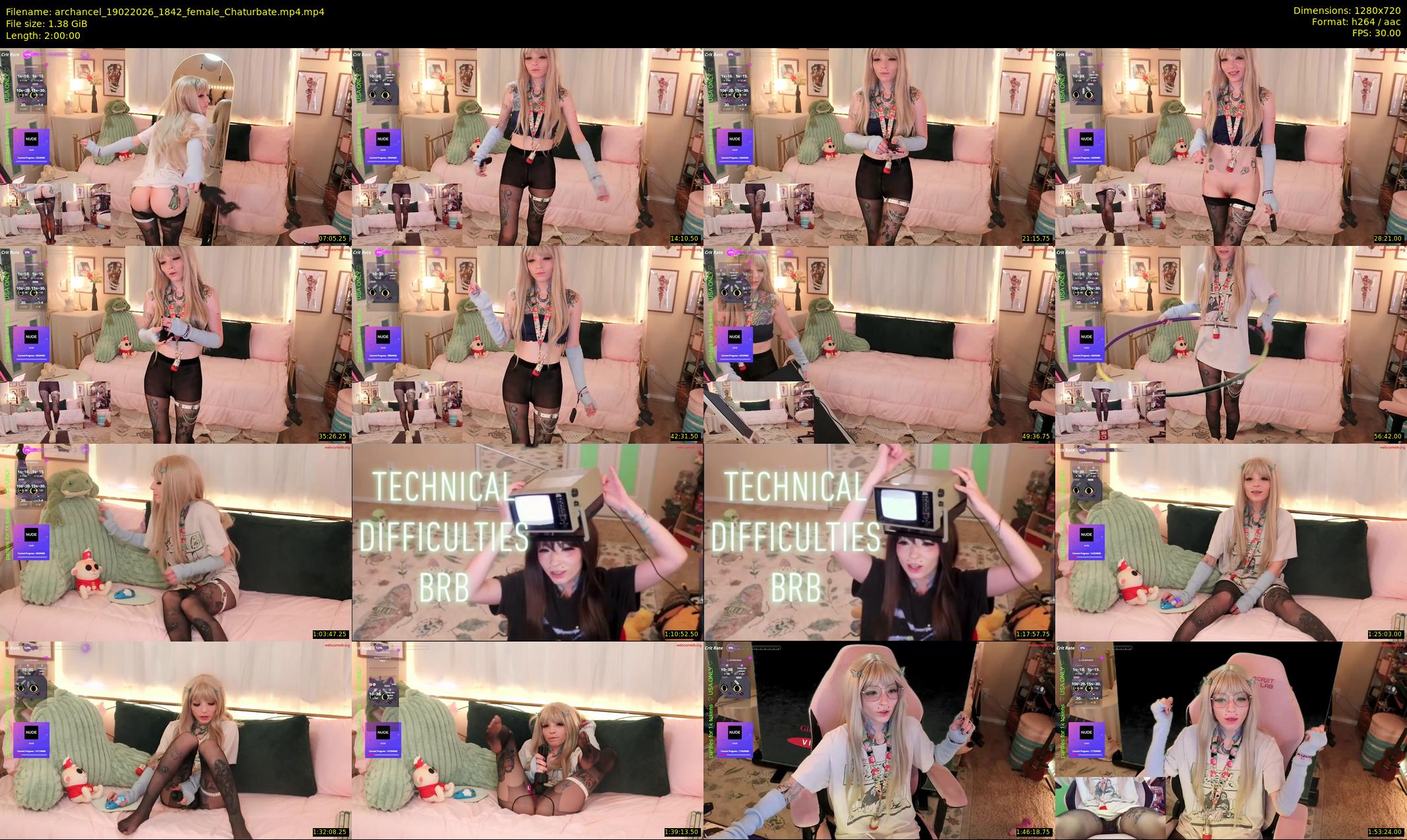 archancel — 120 minute Chaturbate female cam show recording, 720p, Feb 19, 2026