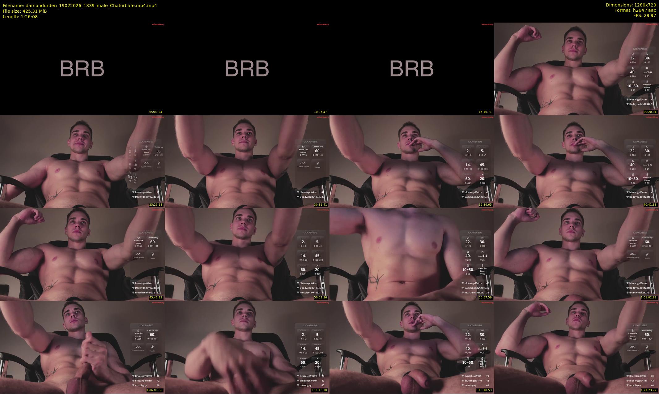 damondurden — 87 minute Chaturbate male cam show recording, 720p, Feb 19, 2026