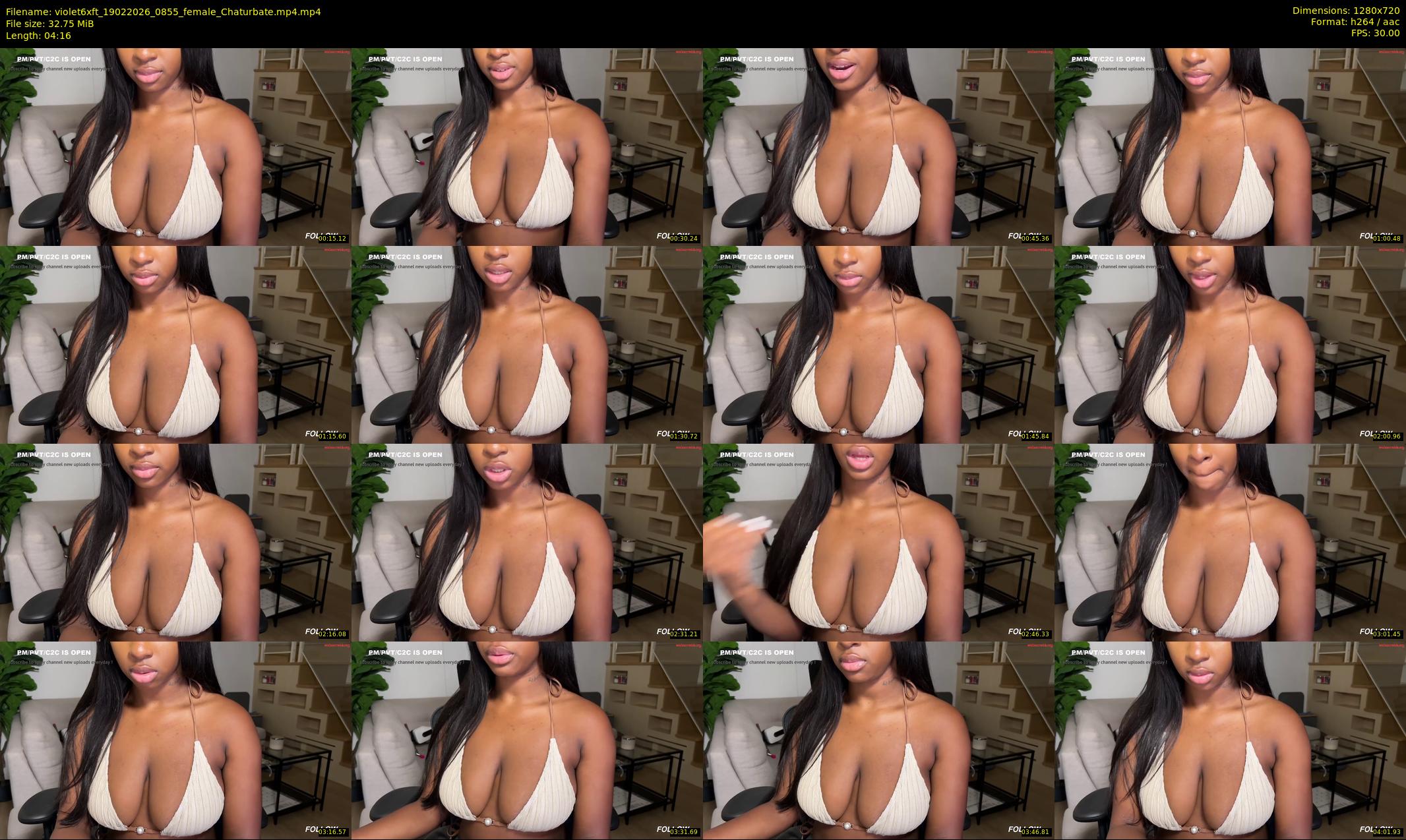 violet6xft — 5 minute Chaturbate female cam show recording, 720p, Feb 19, 2026