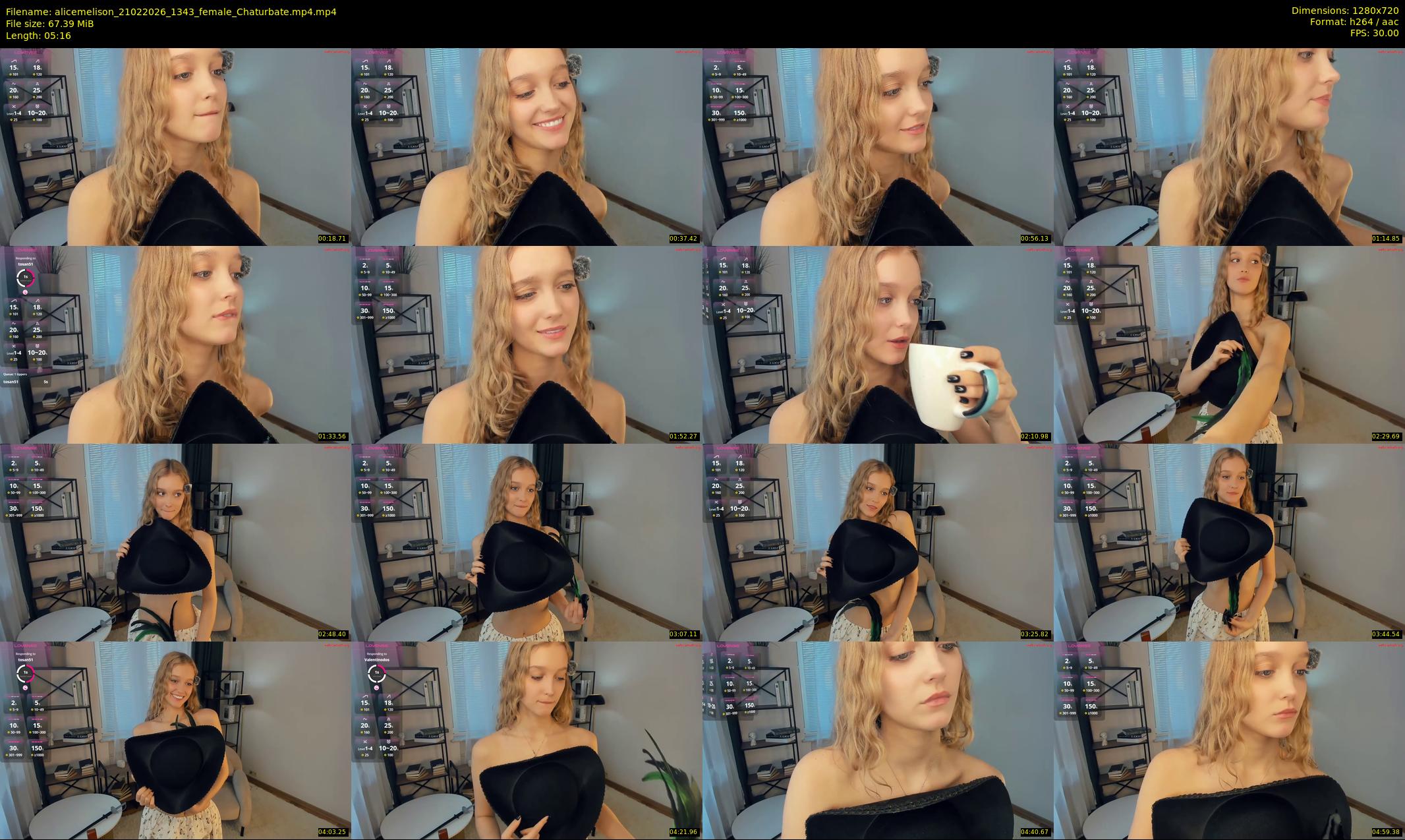 alicemelison — 6 minute Chaturbate female cam show recording, 720p, Feb 21, 2026