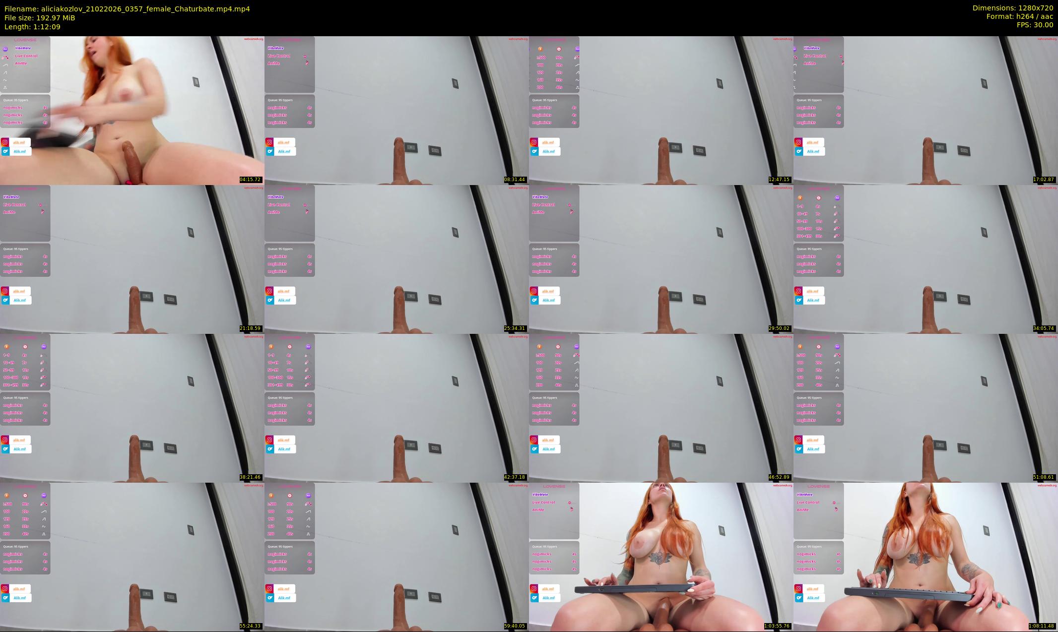 aliciakozlov — 73 minute Chaturbate female cam show recording, 720p, Feb 21, 2026