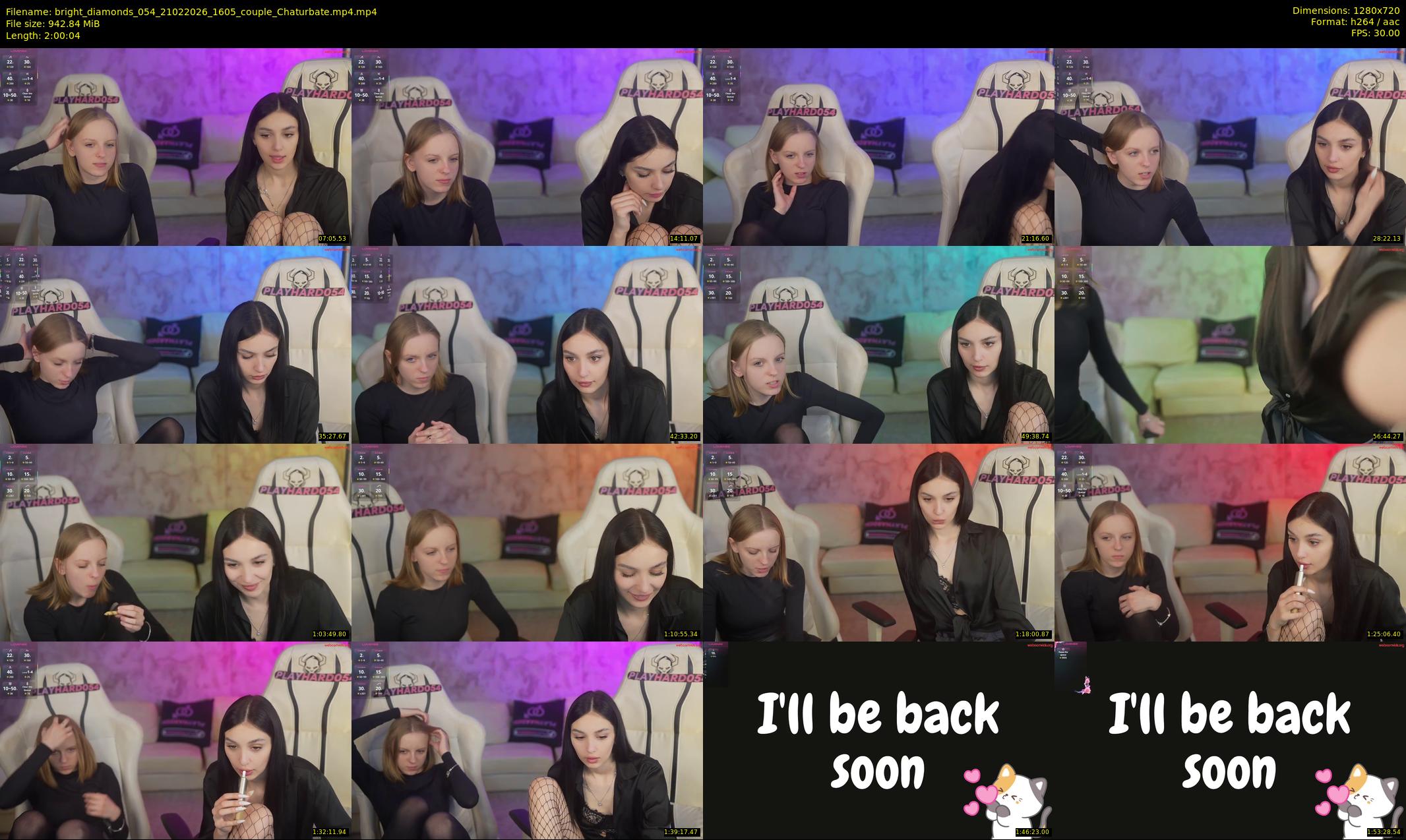 bright_diamonds_054 — 121 minute Chaturbate couple cam show recording, 720p, Feb 21, 2026