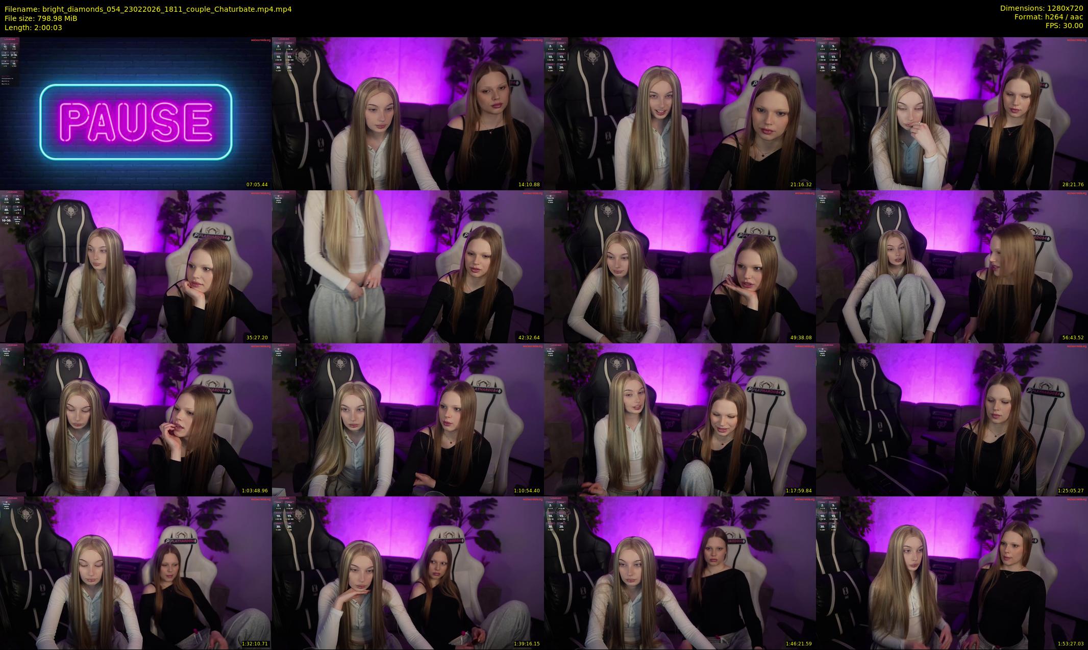 bright_diamonds_054 — 121 minute Chaturbate couple cam show recording, 720p, Feb 23, 2026