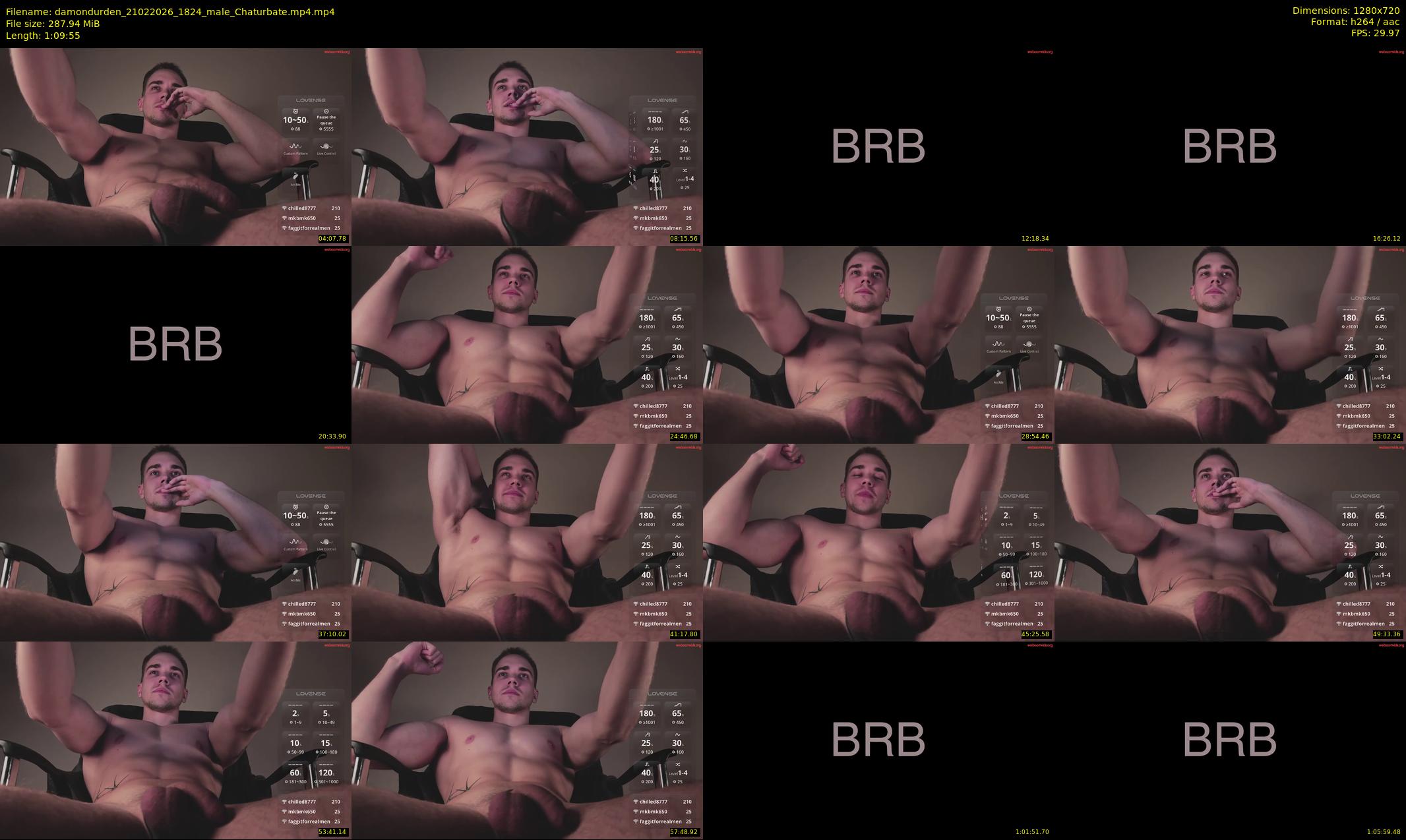 damondurden — 70 minute Chaturbate male cam show recording, 720p, Feb 21, 2026