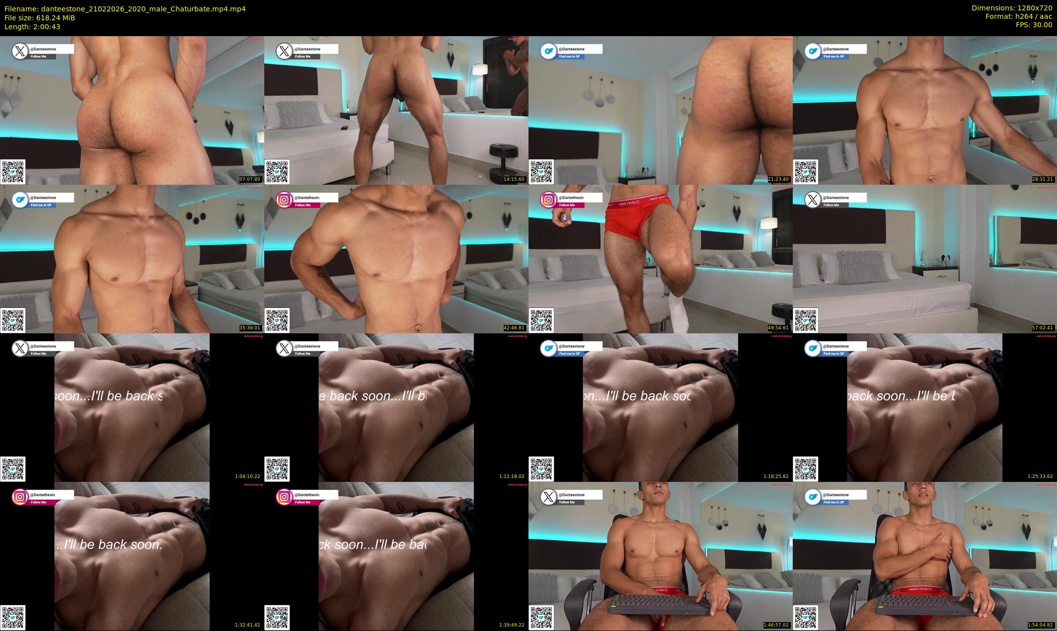 danteestone — 121 minute Chaturbate male cam show recording, 720p, Feb 21, 2026