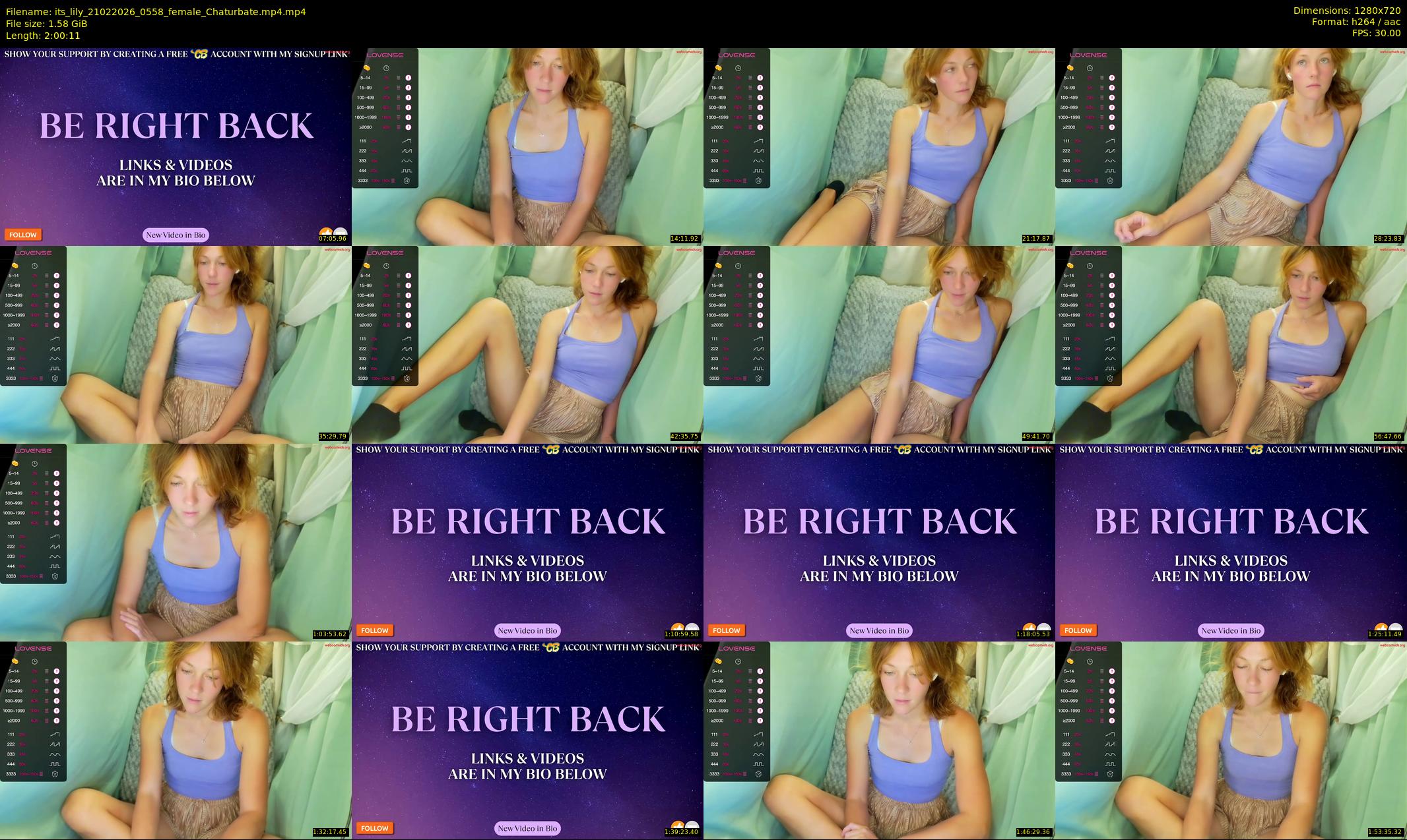 its_lily — 121 minute Chaturbate female cam show recording, 720p, Feb 21, 2026