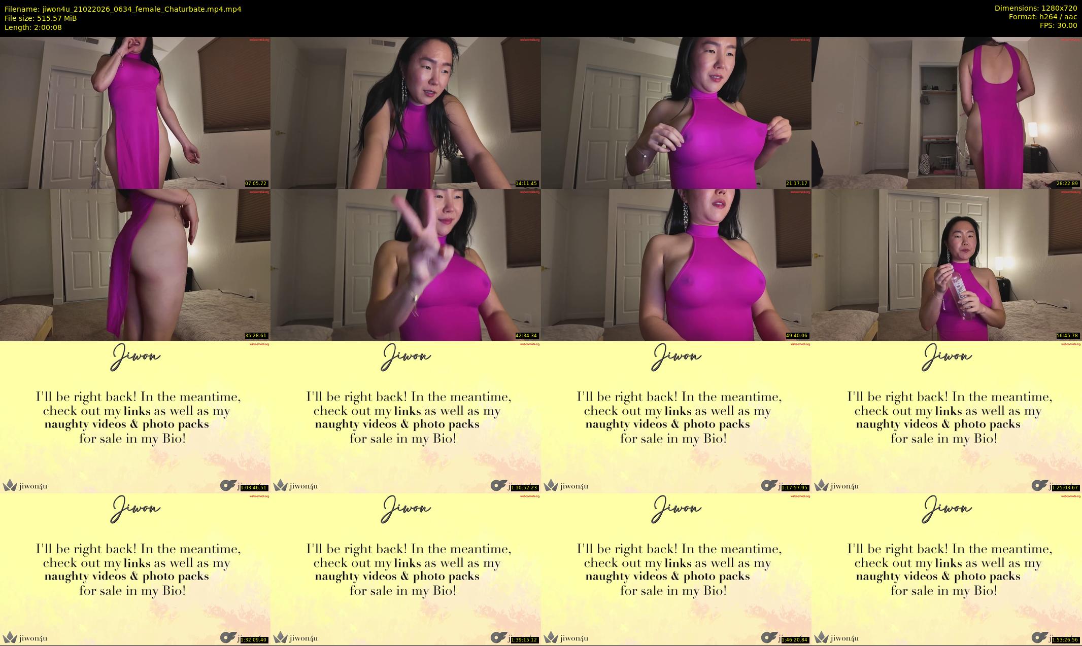 jiwon4u — 121 minute Chaturbate female cam show recording, 720p, Feb 21, 2026