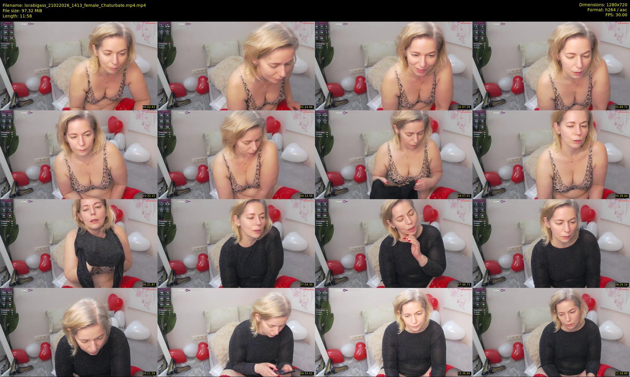 lorabigass — 12 minute Chaturbate female cam show recording, 720p, Feb 21, 2026