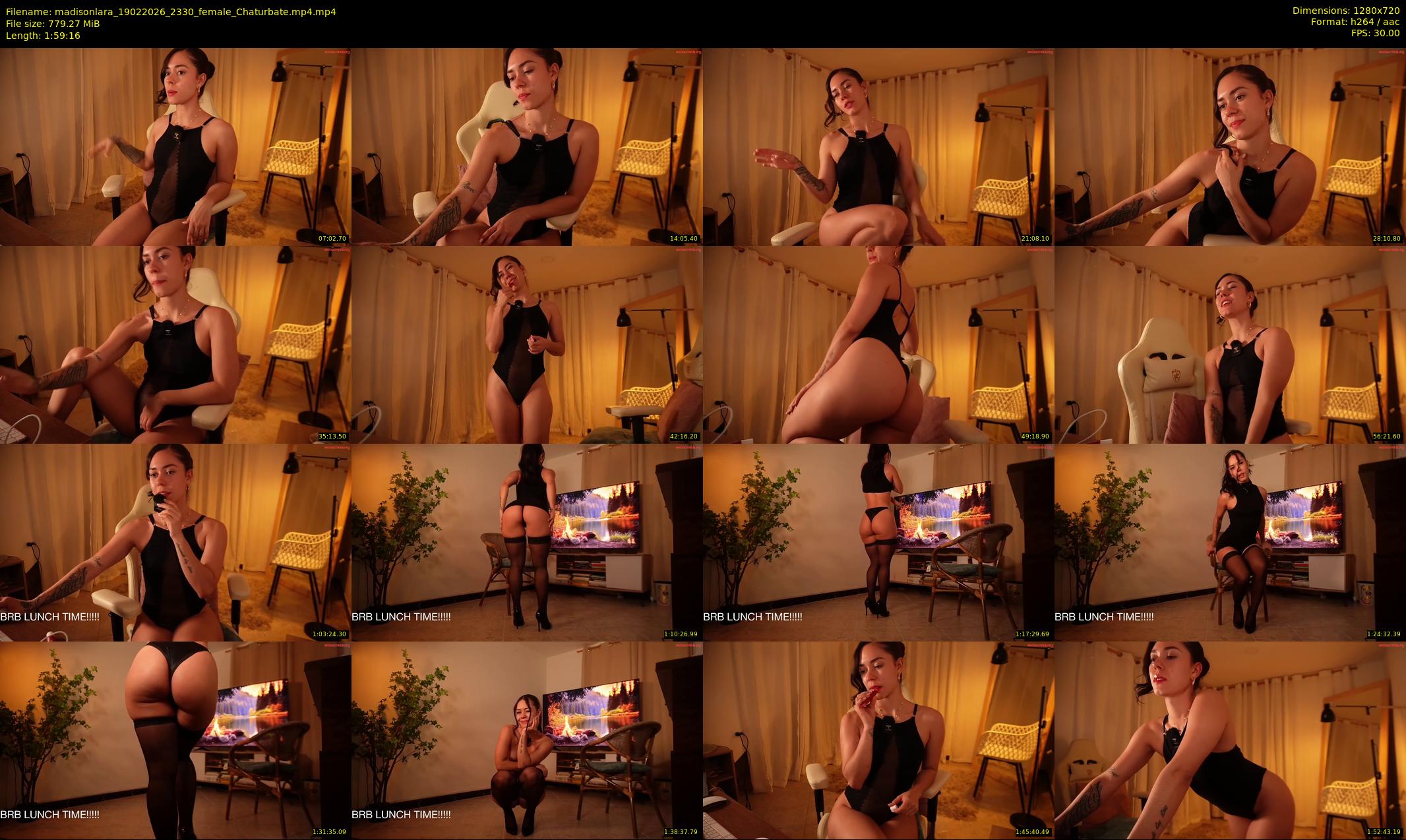 madisonlara — 120 minute Chaturbate female cam show recording, 720p, Feb 19, 2026