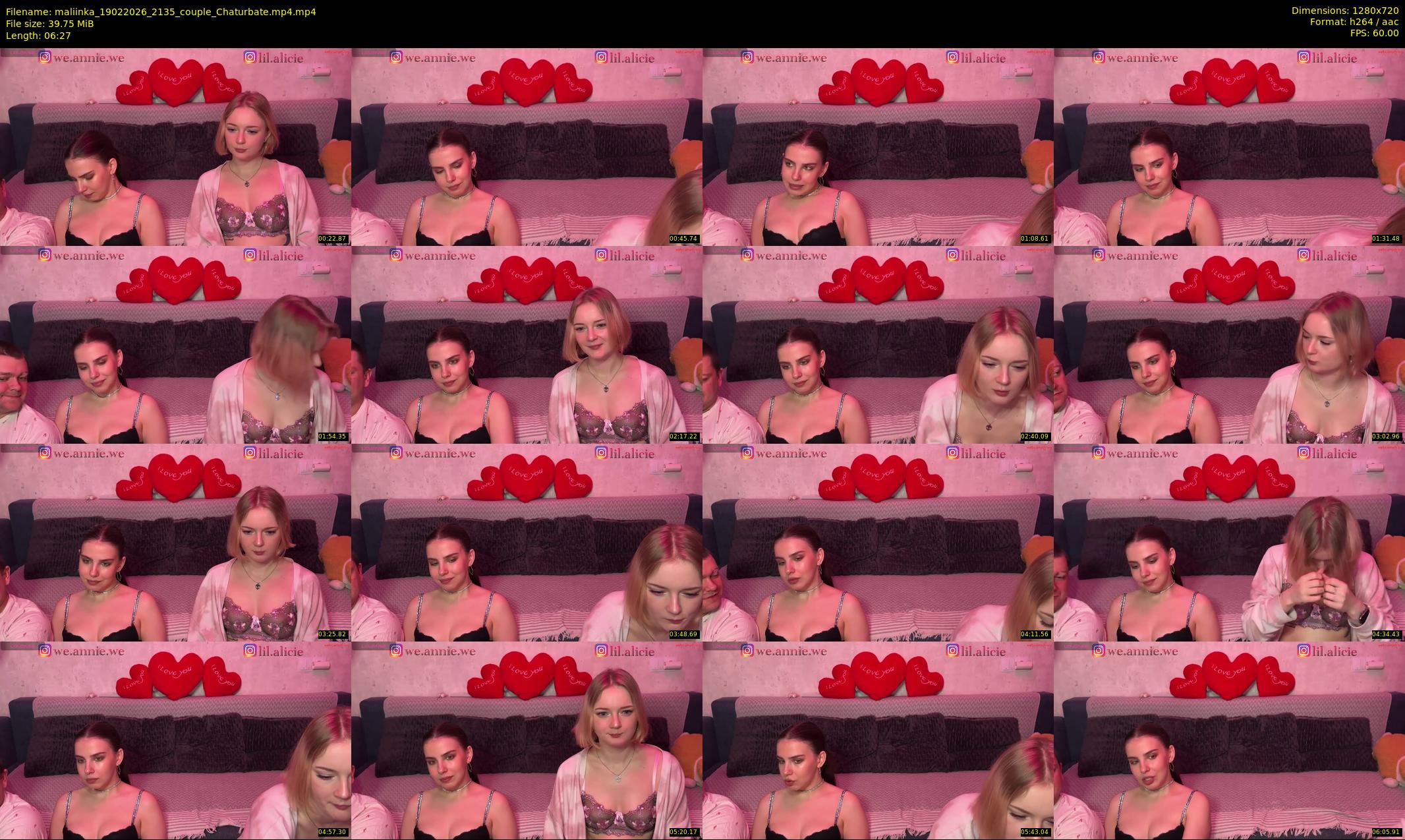 maliinka — 7 minute Chaturbate couple cam show recording, 720p, Feb 19, 2026