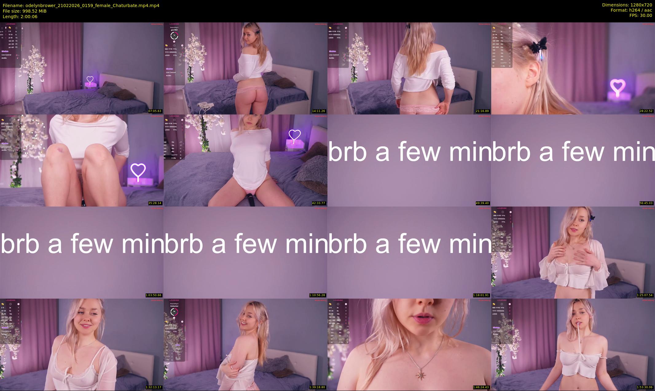 odelynbrower — 121 minute Chaturbate female cam show recording, 720p, Feb 21, 2026