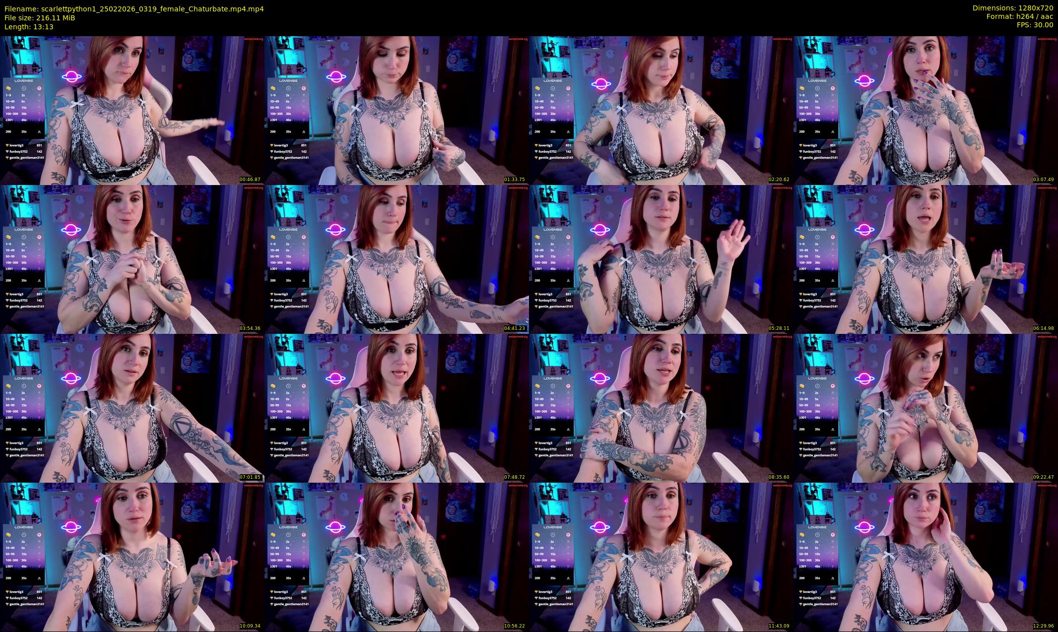 scarlettpython1 — 14 minute Chaturbate female cam show recording, 720p, Feb 25, 2026
