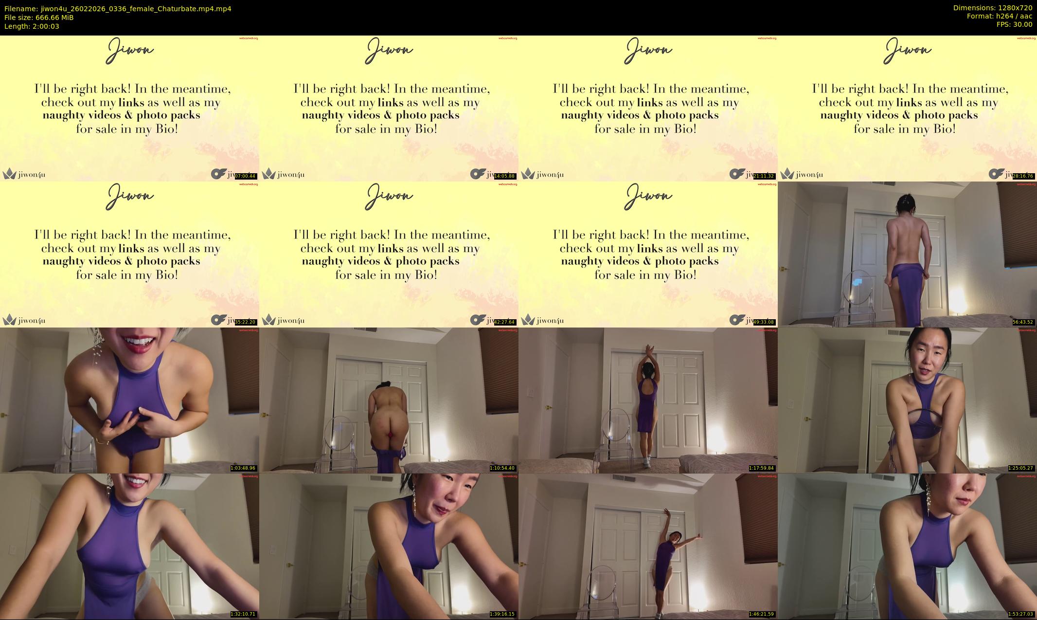 jiwon4u — 121 minute Chaturbate female cam show recording, 720p, Feb 26, 2026