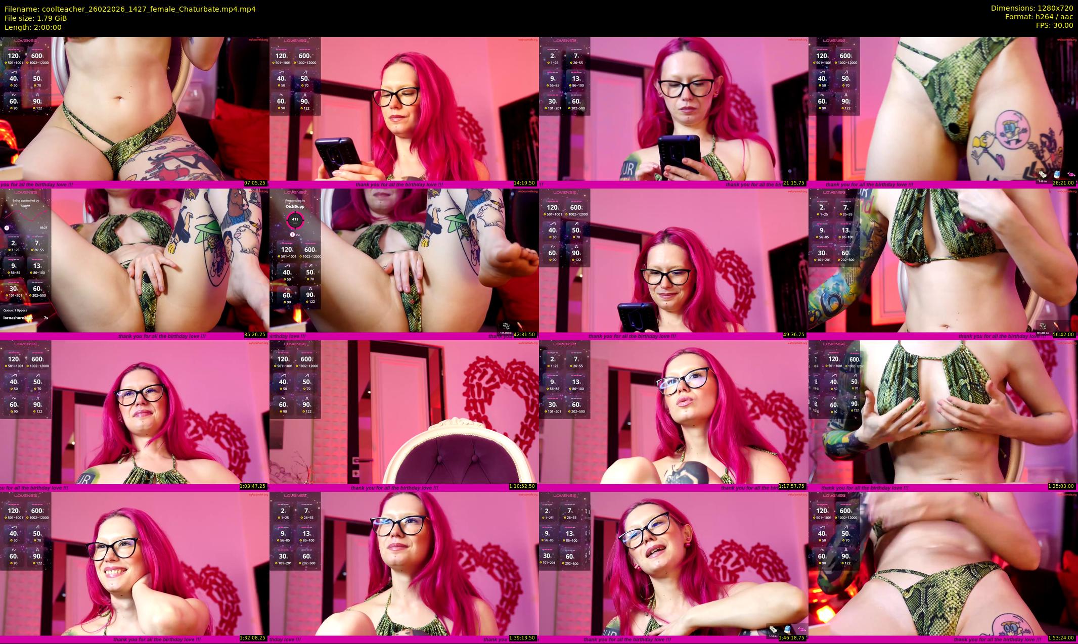 coolteacher — 120 minute Chaturbate female cam show recording, 720p, Feb 26, 2026