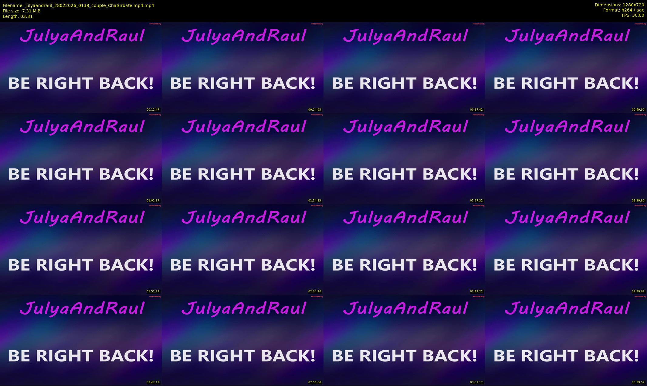 julyaandraul — 4 minute Chaturbate couple cam show recording, 720p, Feb 28, 2026