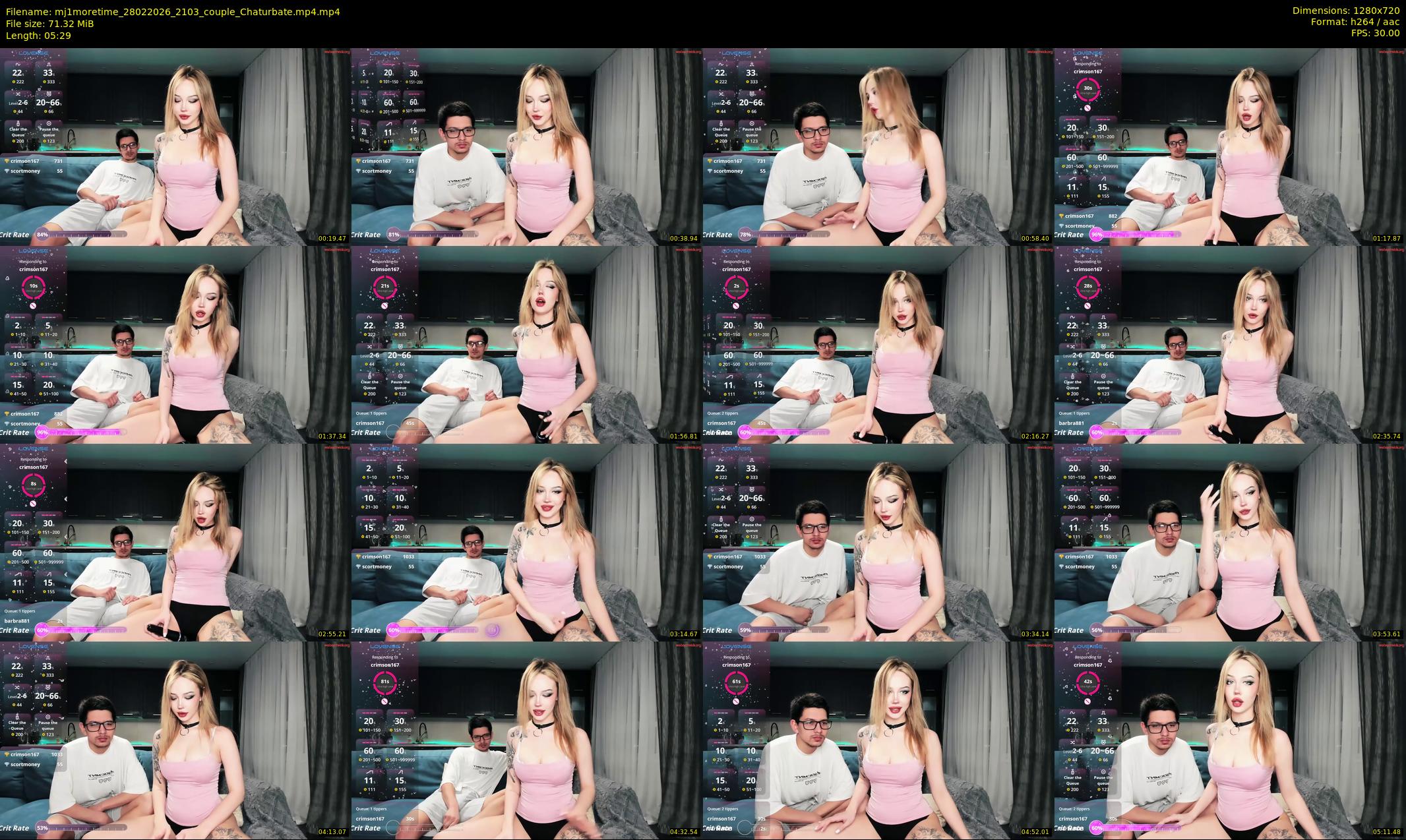 mj1moretime — 6 minute Chaturbate couple cam show recording, 720p, Feb 28, 2026