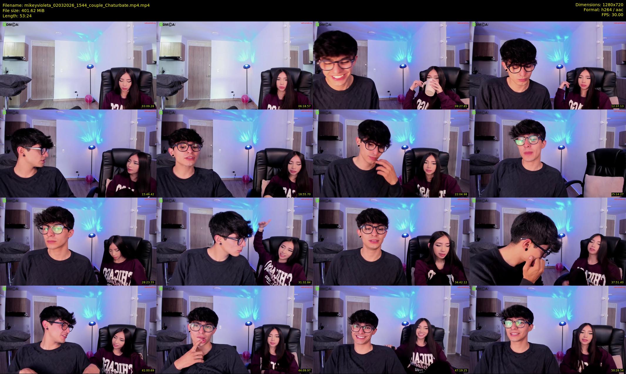 mikeyvioleta — 54 minute Chaturbate couple cam show recording, 720p, Mar 2, 2026