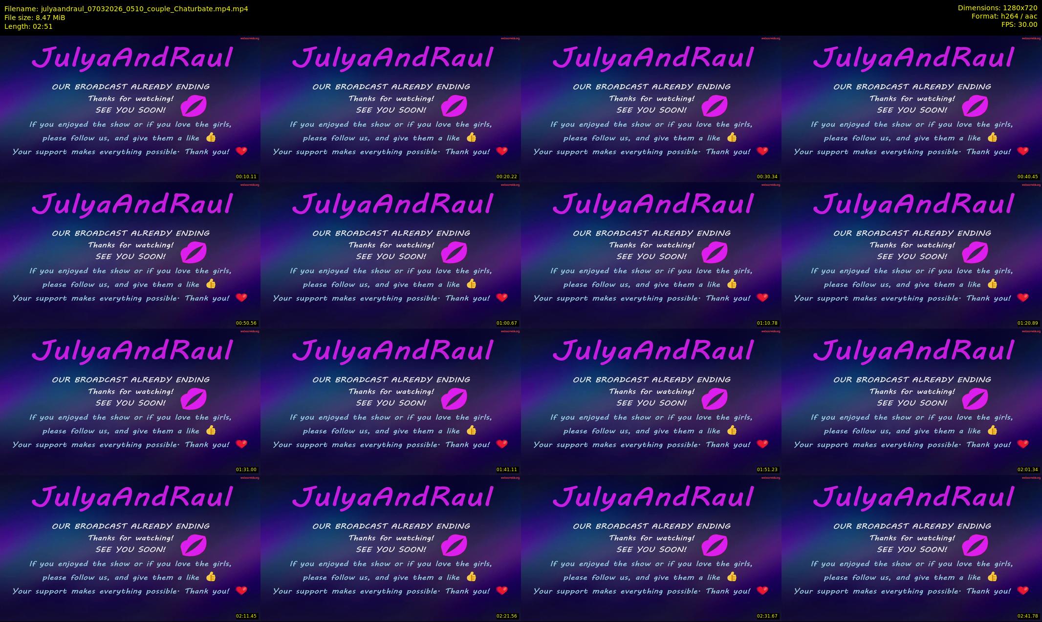 julyaandraul — 3 minute Chaturbate couple cam show recording, 720p, Mar 7, 2026